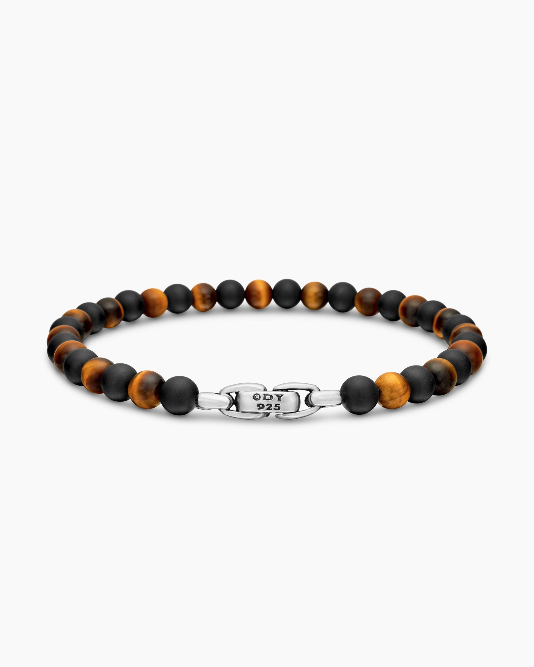 Spiritual Beads Alternating Bracelet in Sterling Silver with Black Onyx and Tiger's Eye, 6mm - Image 5