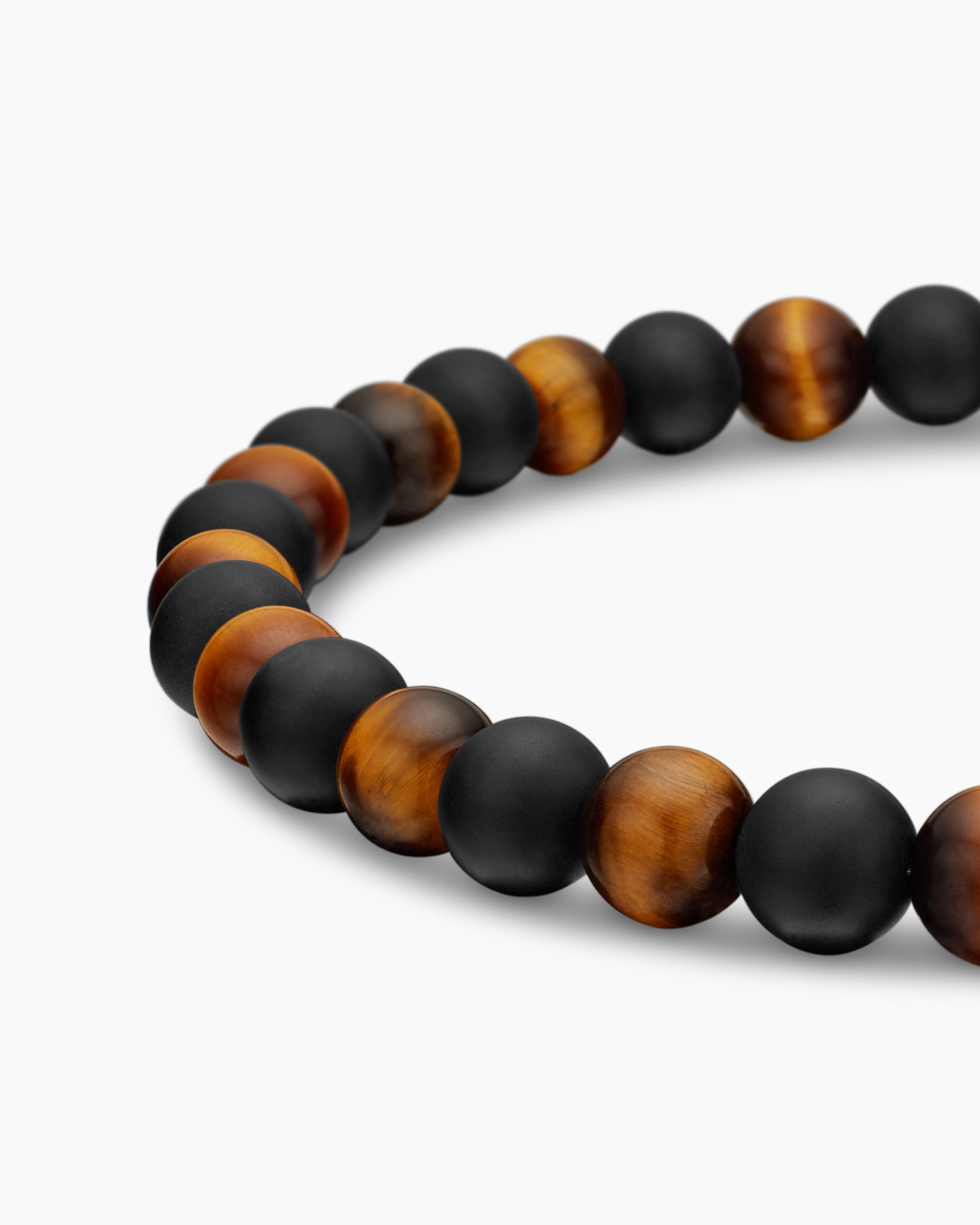 Spiritual Beads Alternating Bracelet in Sterling Silver with Black Onyx and Tiger's Eye, 6mm - Image 7