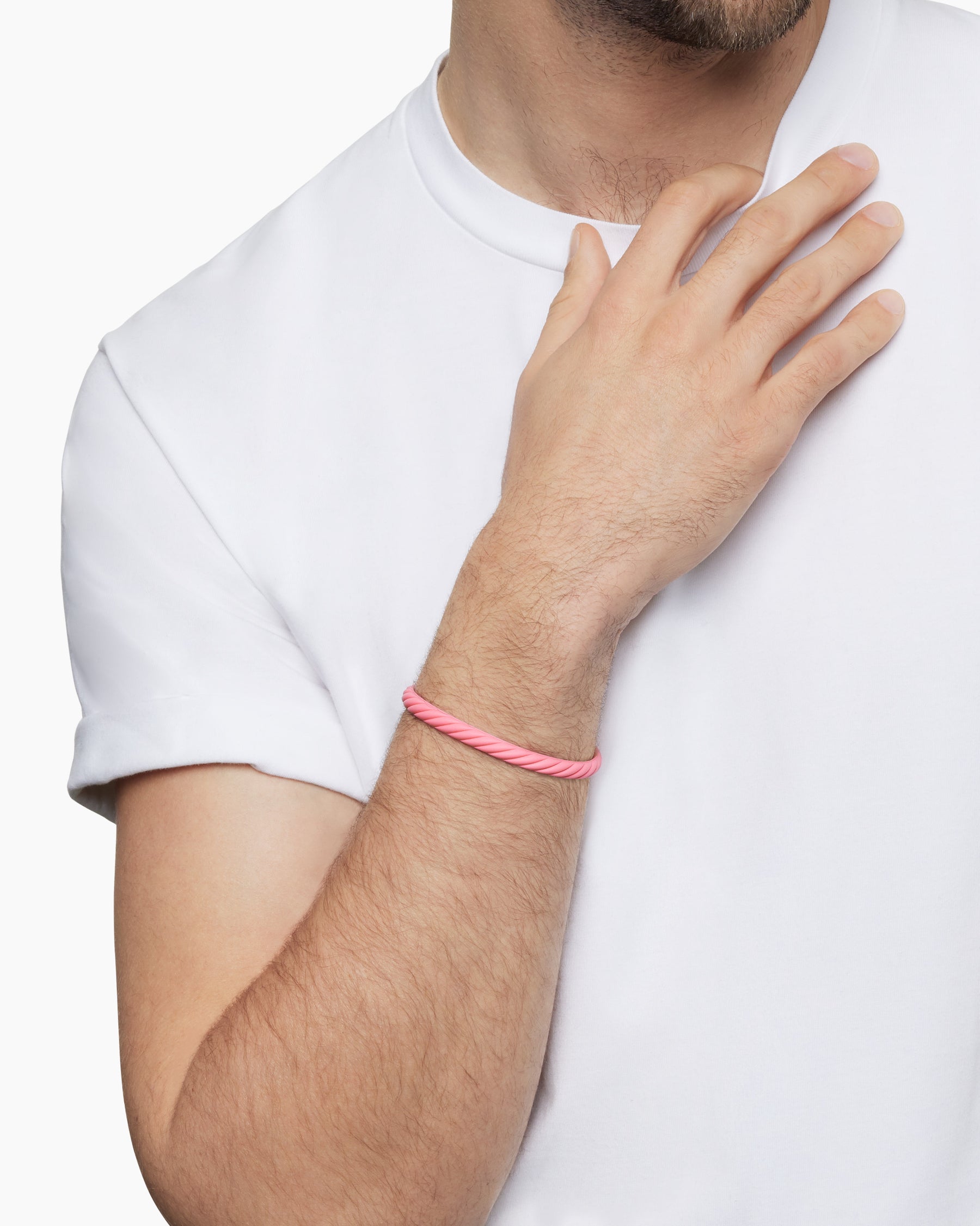 Cable Bracelet in Pink Rubber, 6mm - Image 2