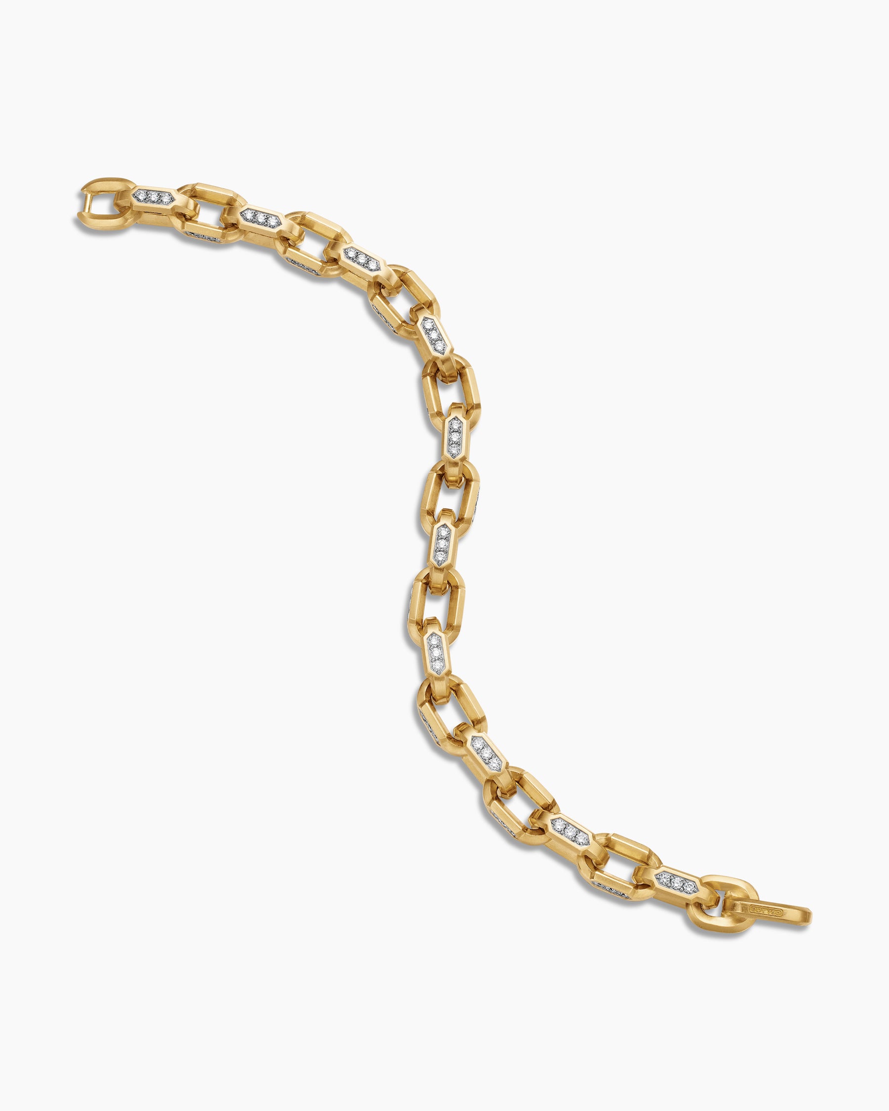 Faceted Chain Bracelet in 18K Yellow Gold with Diamonds, 9.5mm - Image 4