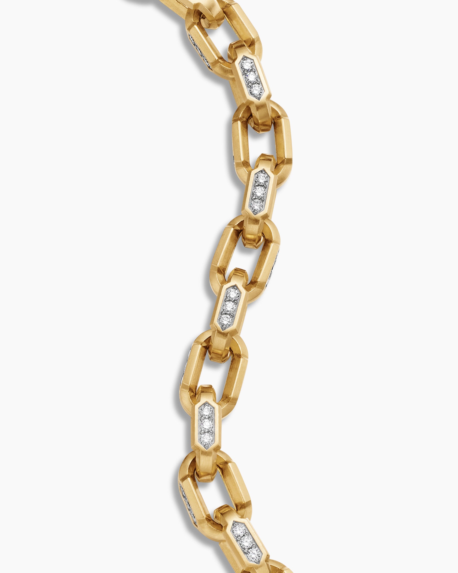 Faceted Chain Bracelet in 18K Yellow Gold with Diamonds, 9.5mm - Image 6