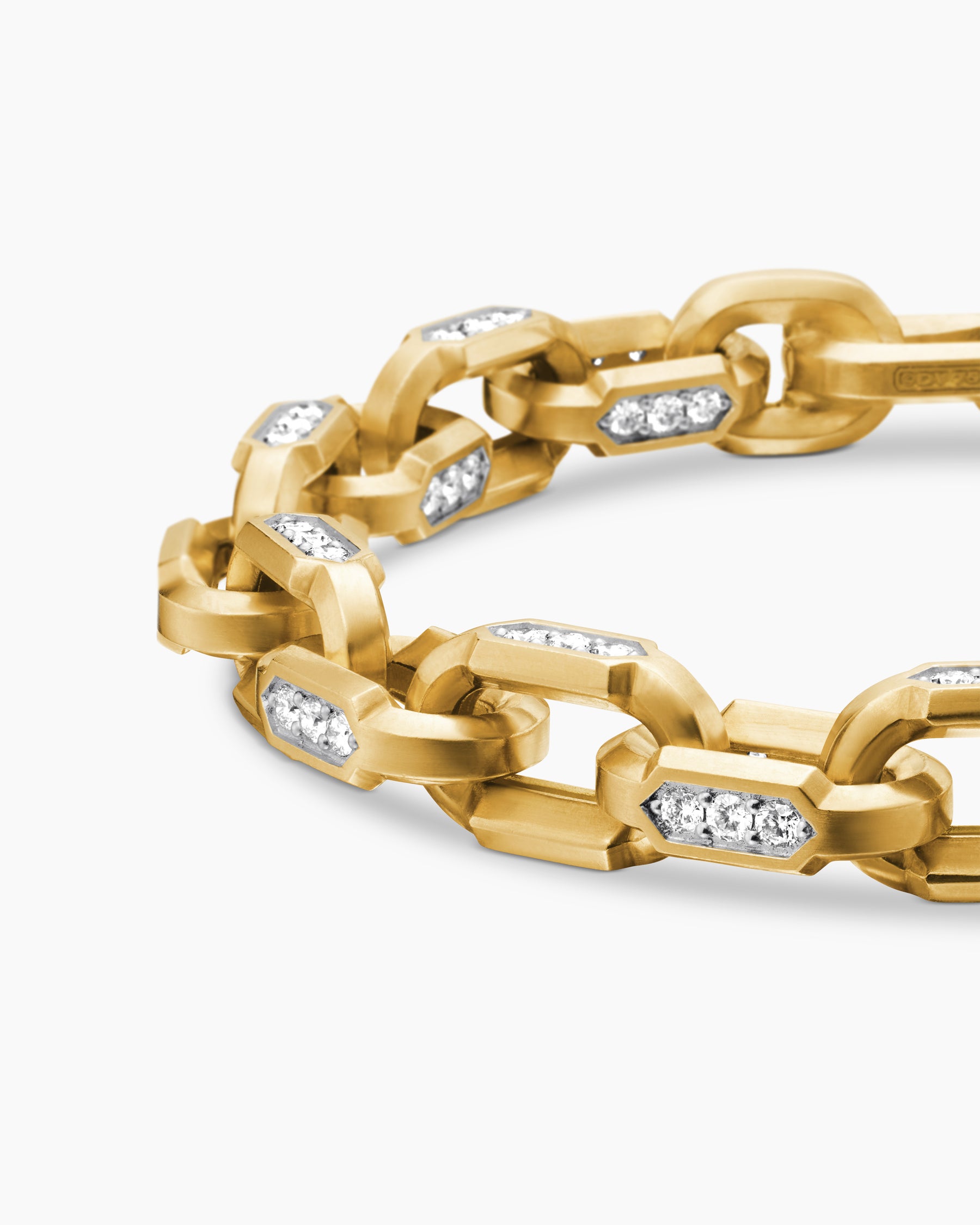 Faceted Chain Bracelet in 18K Yellow Gold with Diamonds, 9.5mm - Image 7