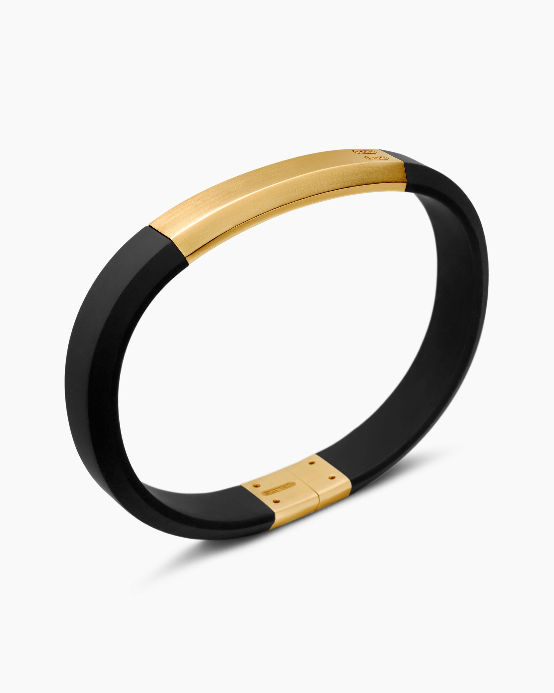 Streamline ID Bracelet in Black Rubber with 18K Yellow Gold, 10mm - Image 3