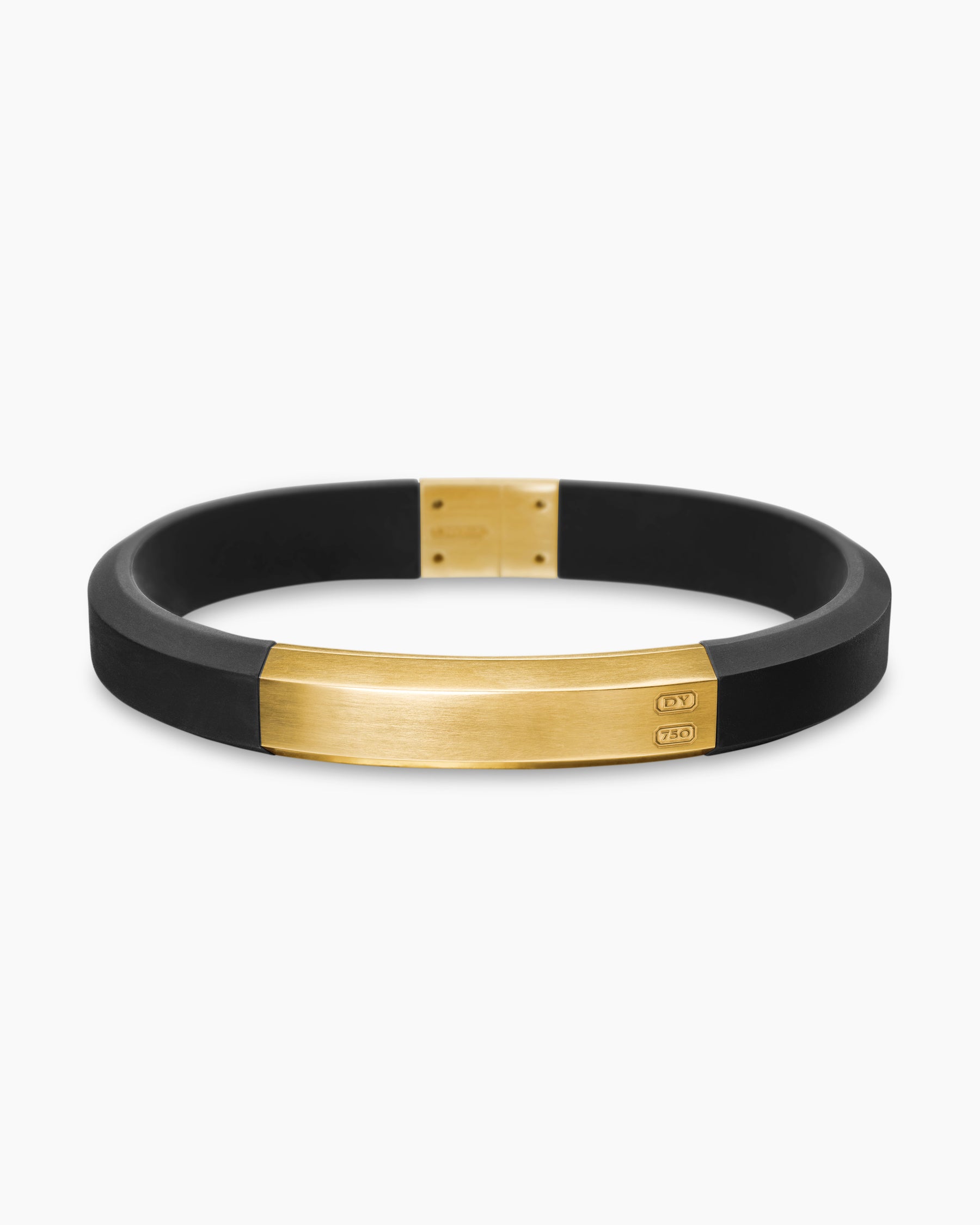 Streamline ID Bracelet in Black Rubber with 18K Yellow Gold, 10mm - Image 4