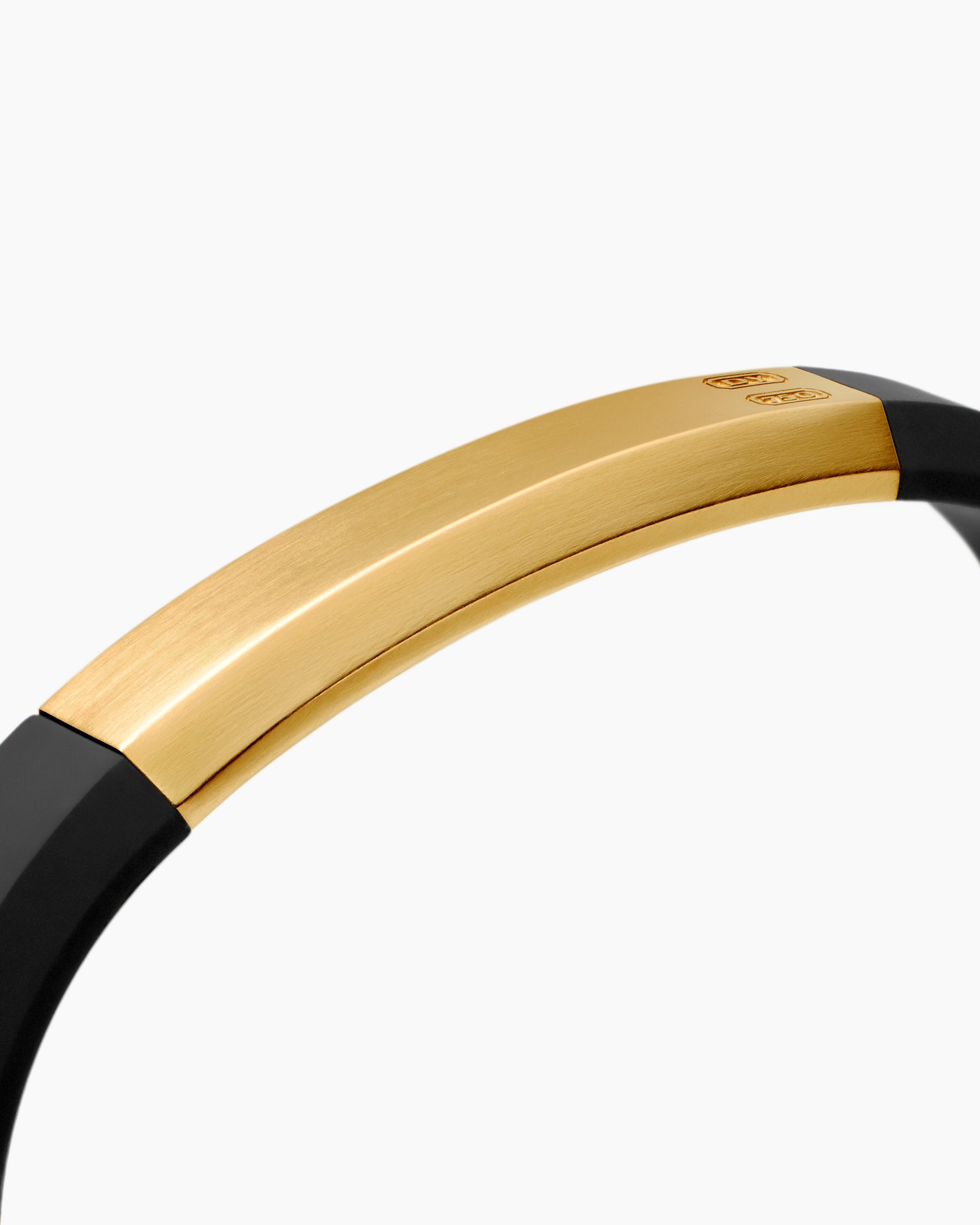 Streamline ID Bracelet in Black Rubber with 18K Yellow Gold, 10mm - Image 5