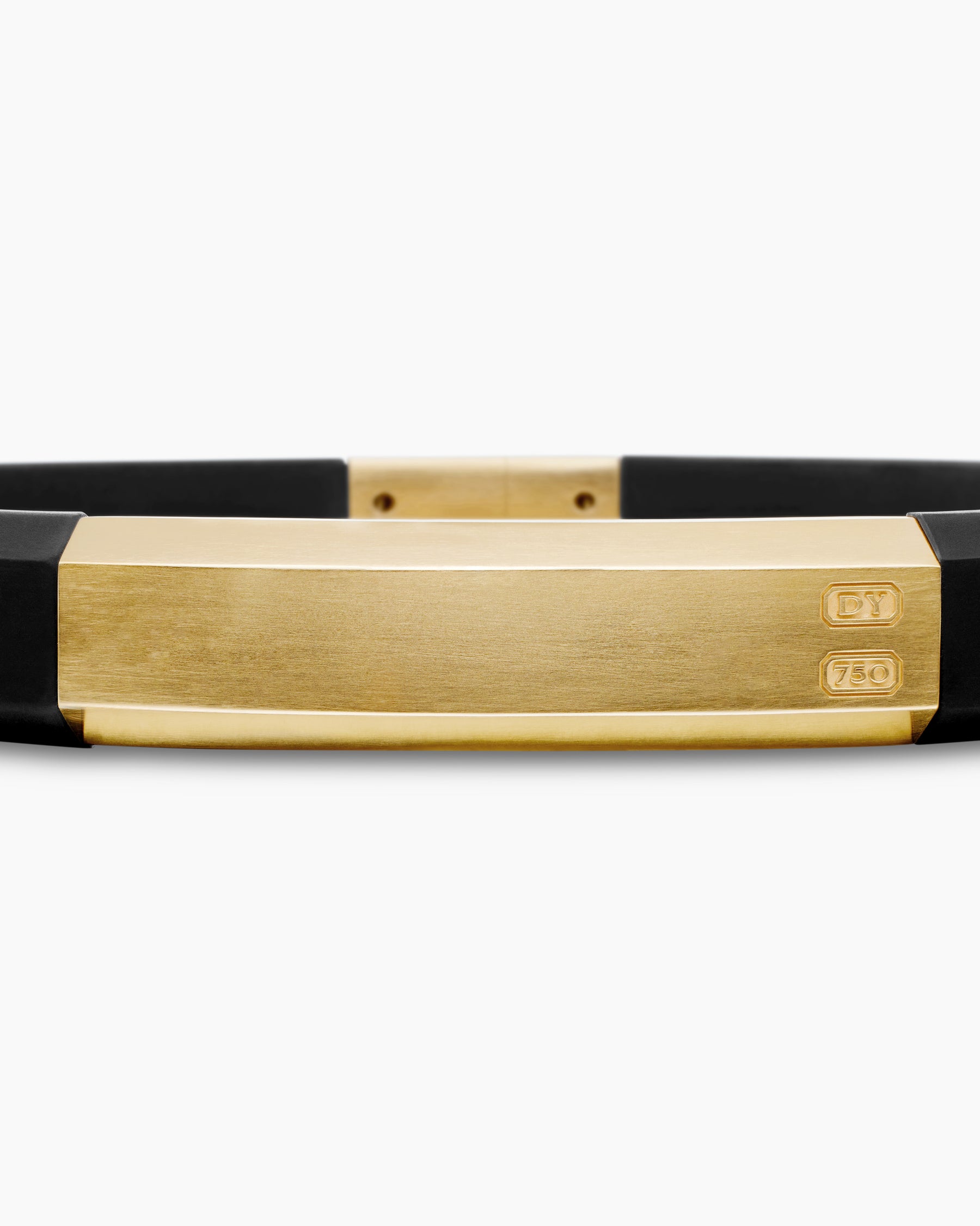 Streamline ID Bracelet in Black Rubber with 18K Yellow Gold, 10mm - Image 6