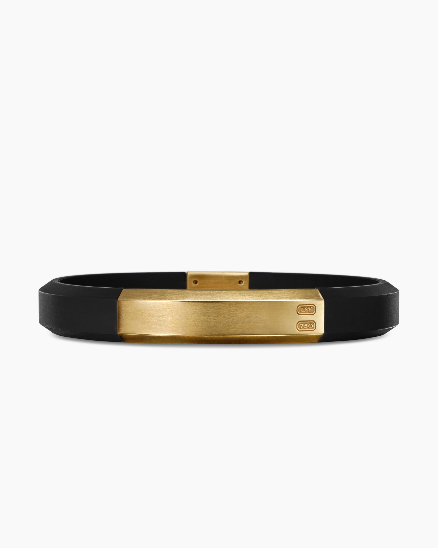 Streamline ID Bracelet in Black Rubber with 18K Yellow Gold, 10mm