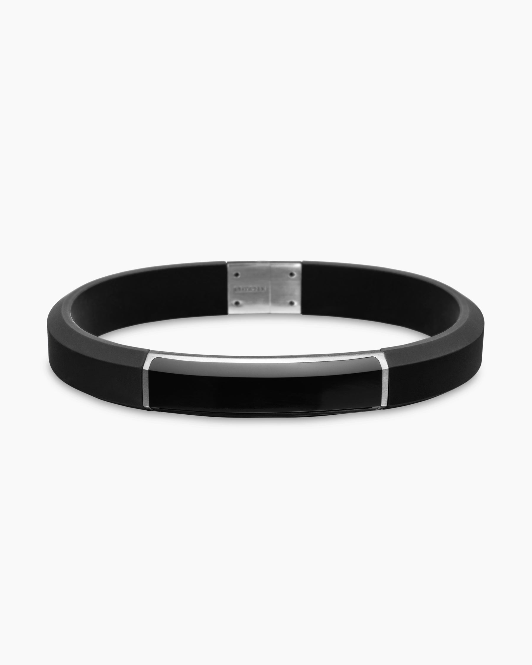 Streamline ID Bracelet in Black Rubber with Black Onyx and Sterling Silver, 10mm - Image 4