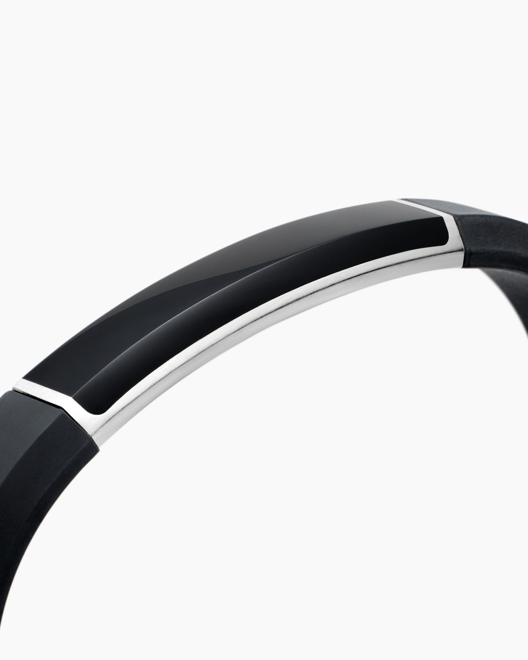 Streamline ID Bracelet in Black Rubber with Black Onyx and Sterling Silver, 10mm - Image 5