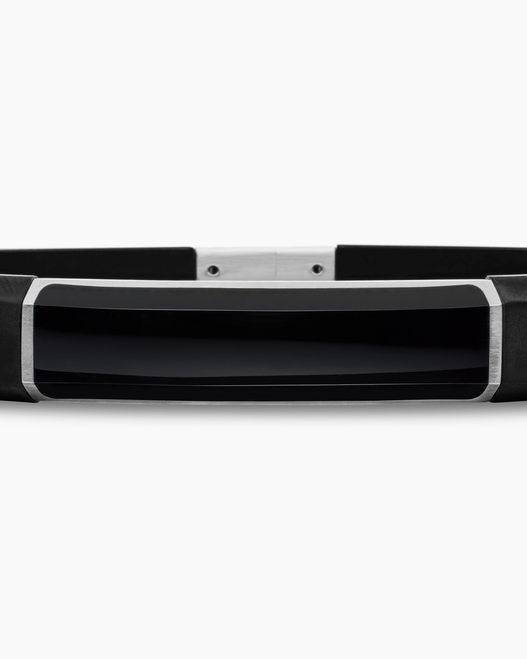 Streamline ID Bracelet in Black Rubber with Black Onyx and Sterling Silver, 10mm - Image 6
