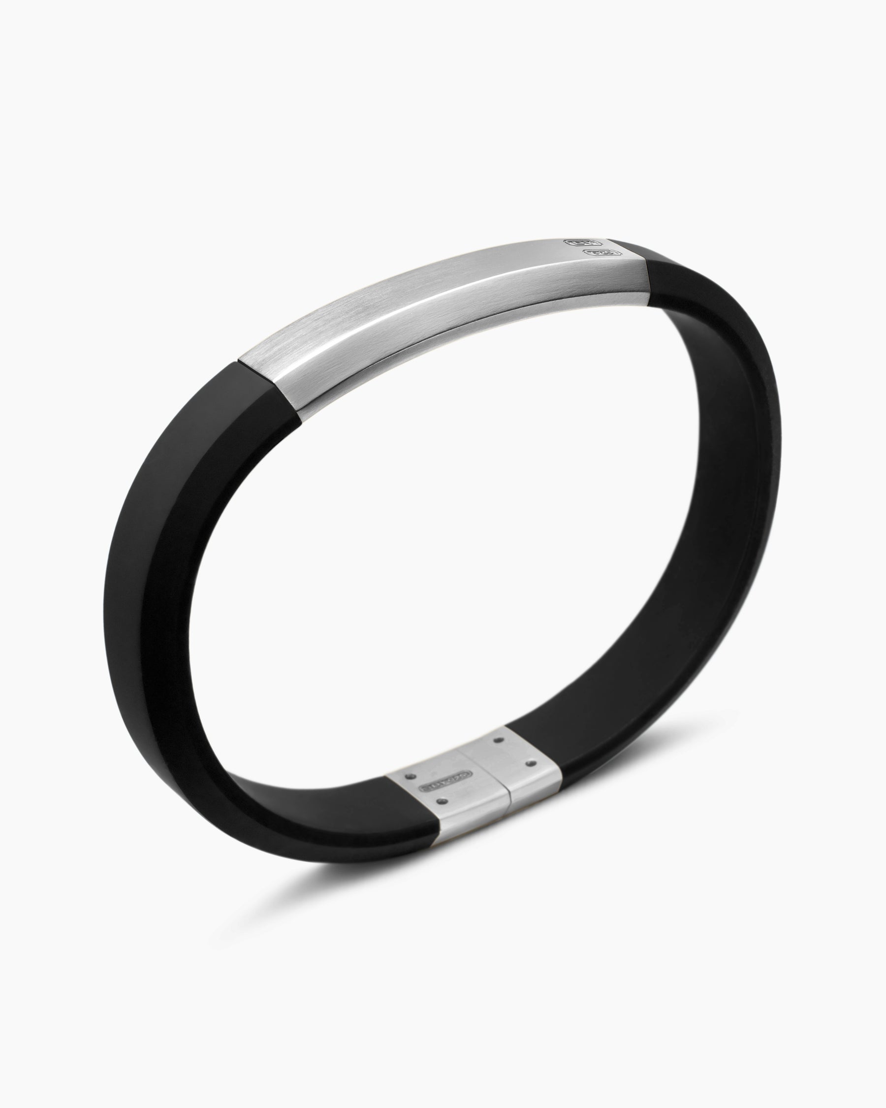 Streamline ID Bracelet with Black Rubber and Sterling Silver, 10mm - Image 3