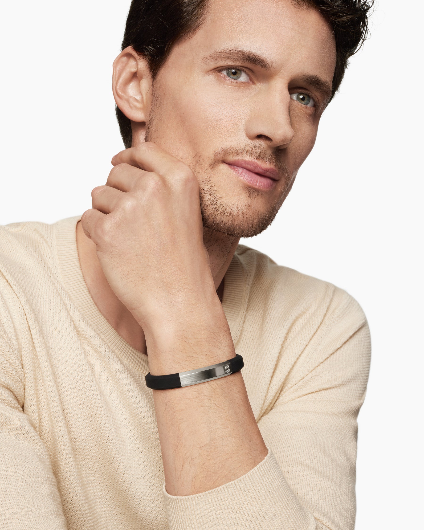 Streamline ID Bracelet with Black Rubber and Sterling Silver, 10mm - Image 7