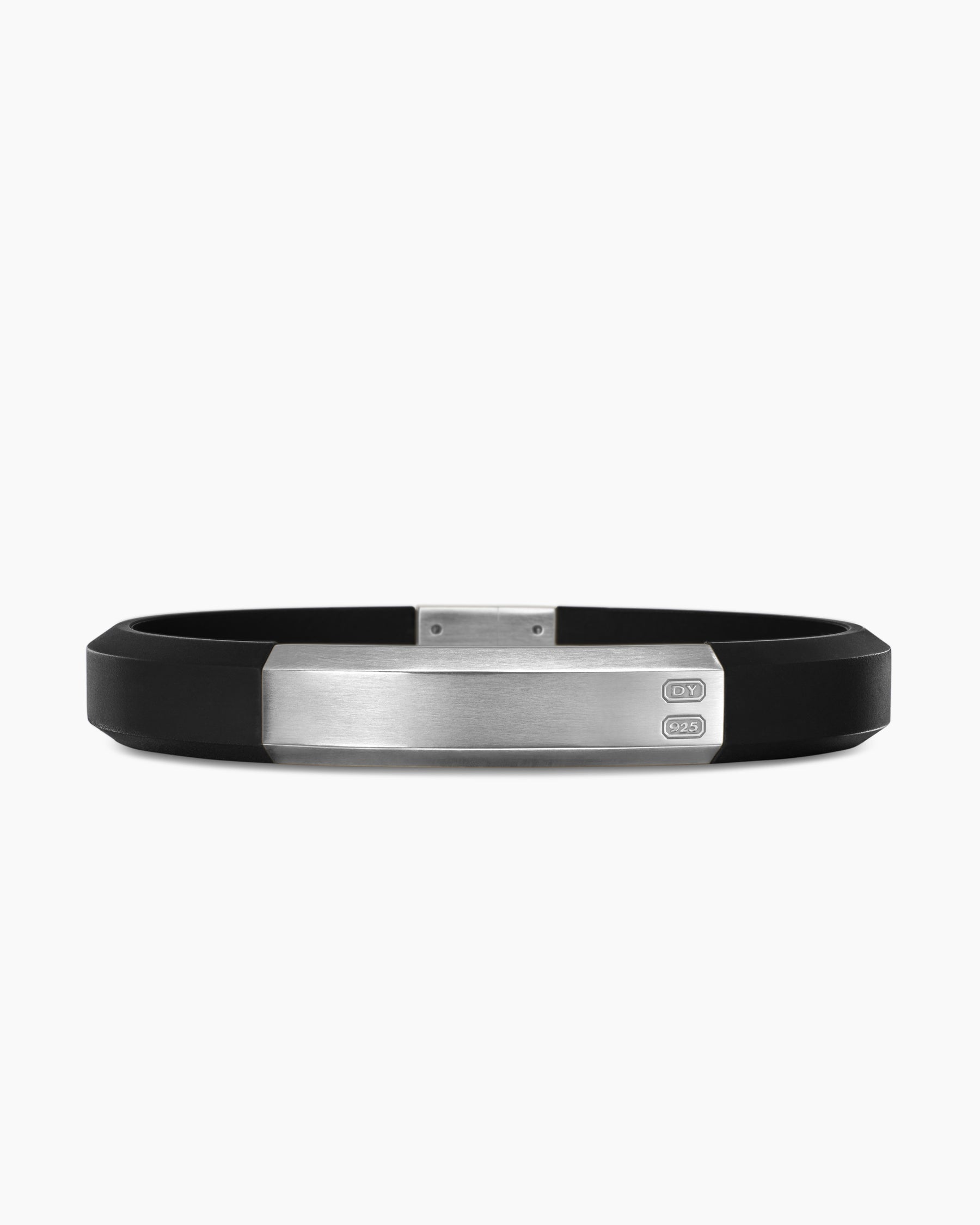 Streamline ID Bracelet with Black Rubber and Sterling Silver, 10mm
