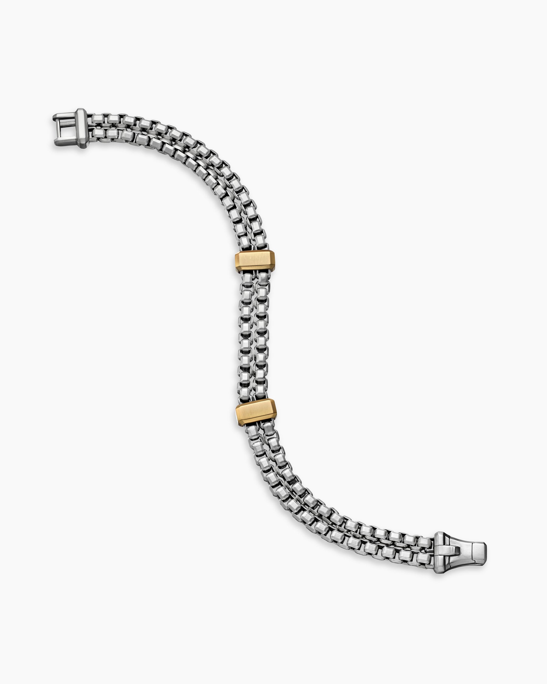 Double Box Chain Bracelet in Sterling Silver with 18K Yellow Gold, 10.5mm - Image 3
