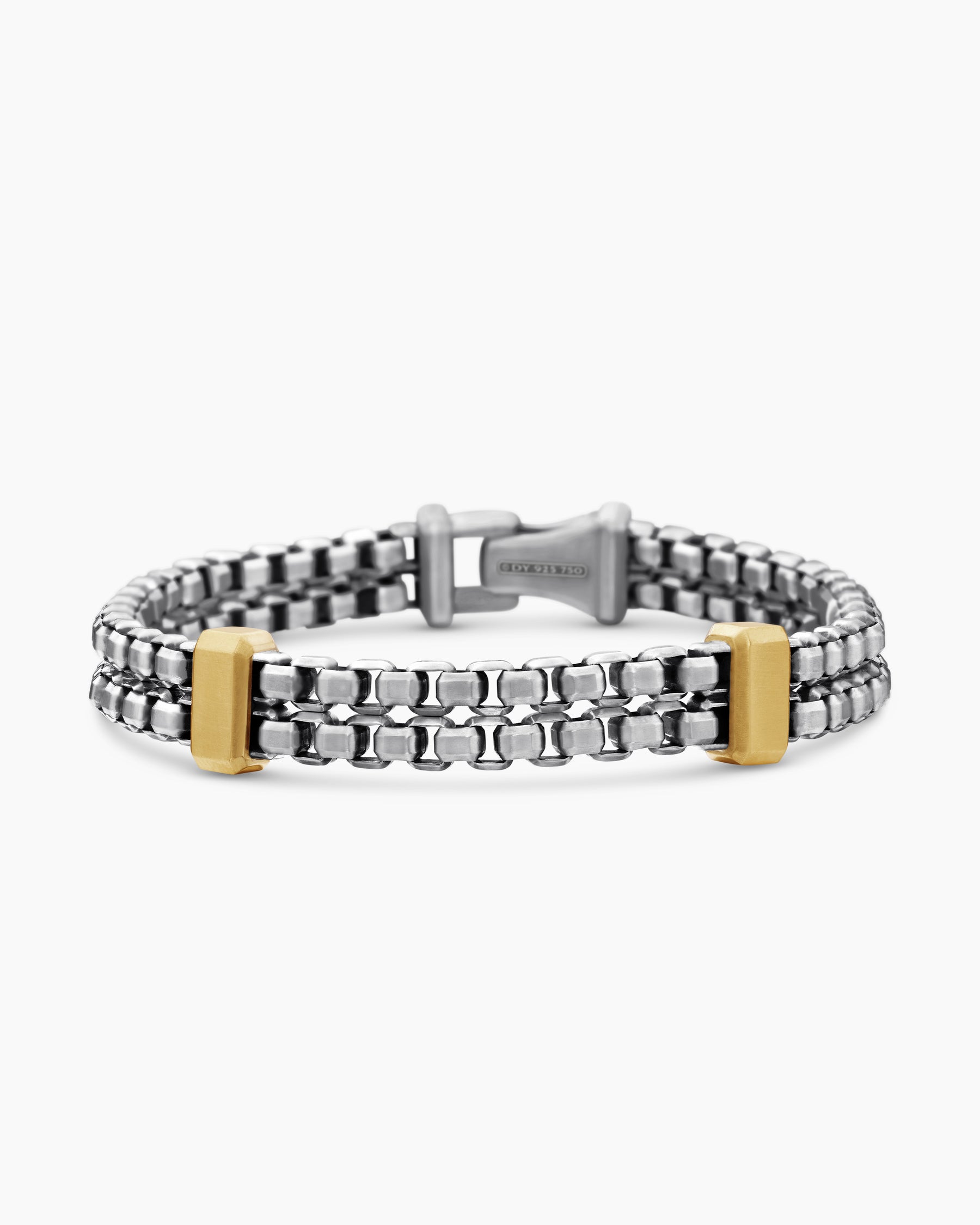 Double Box Chain Bracelet in Sterling Silver with 18K Yellow Gold, 10.5mm - Image 4