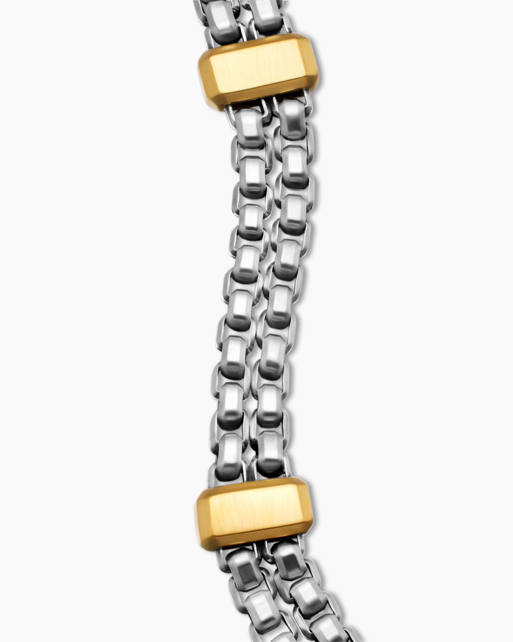 Double Box Chain Bracelet in Sterling Silver with 18K Yellow Gold, 10.5mm - Image 5