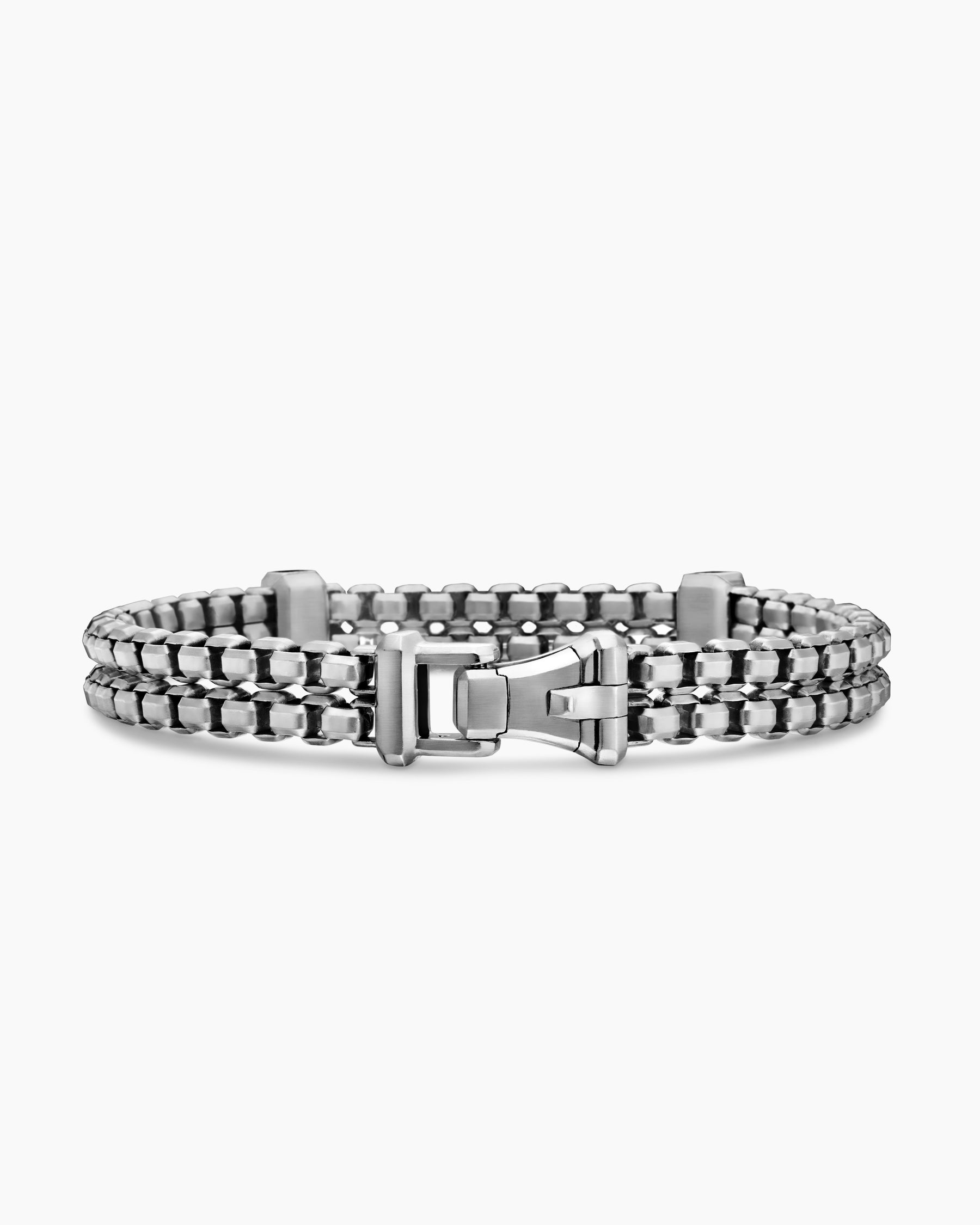 Double Box Chain Bracelet in Sterling Silver with 18K Yellow Gold, 10.5mm - Image 6