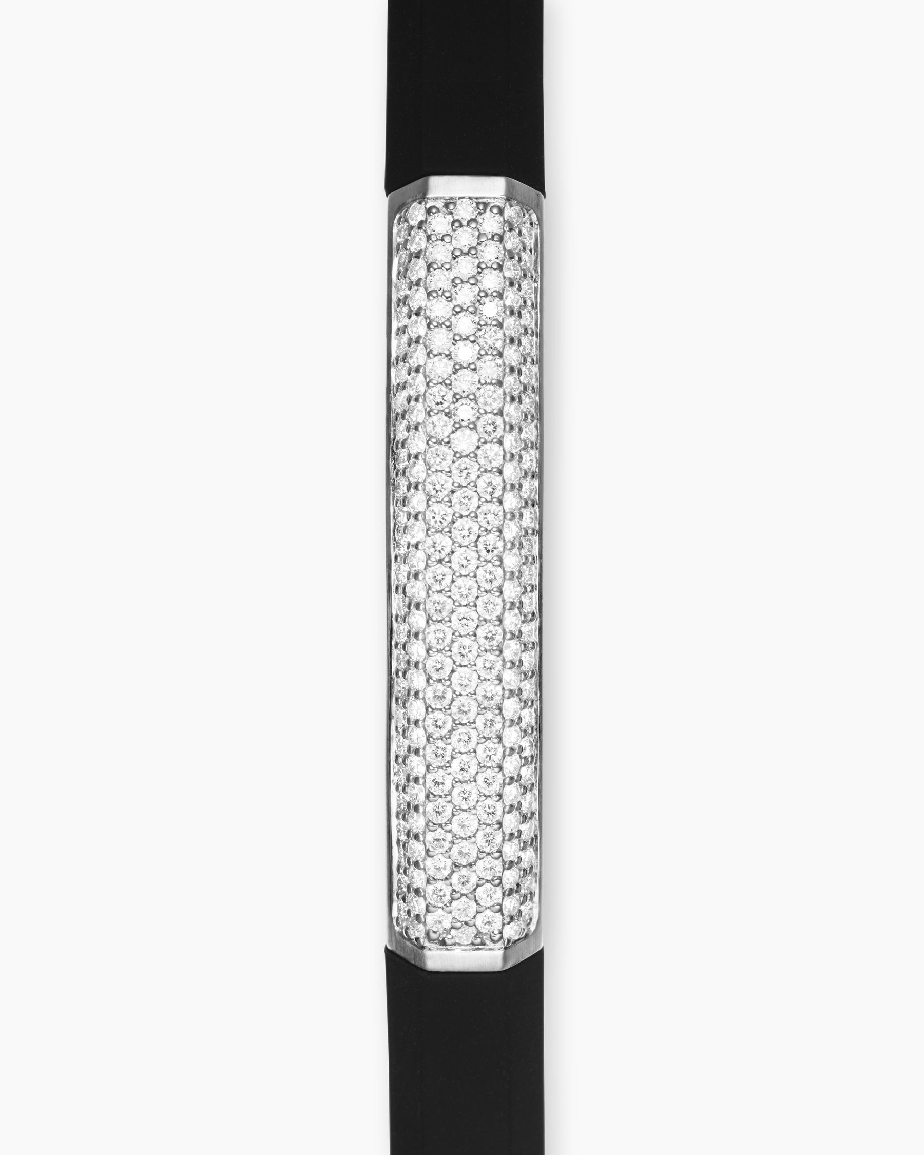 Streamline ID Bracelet in Black Rubber with Sterling Silver and Diamonds, 8mm - Image 5