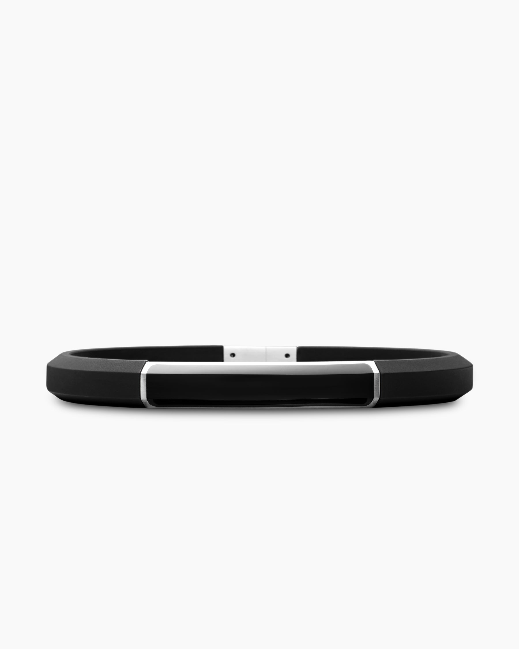 Streamline ID Bracelet in Black Rubber with Black Onyx and Sterling Silver, 8mm
