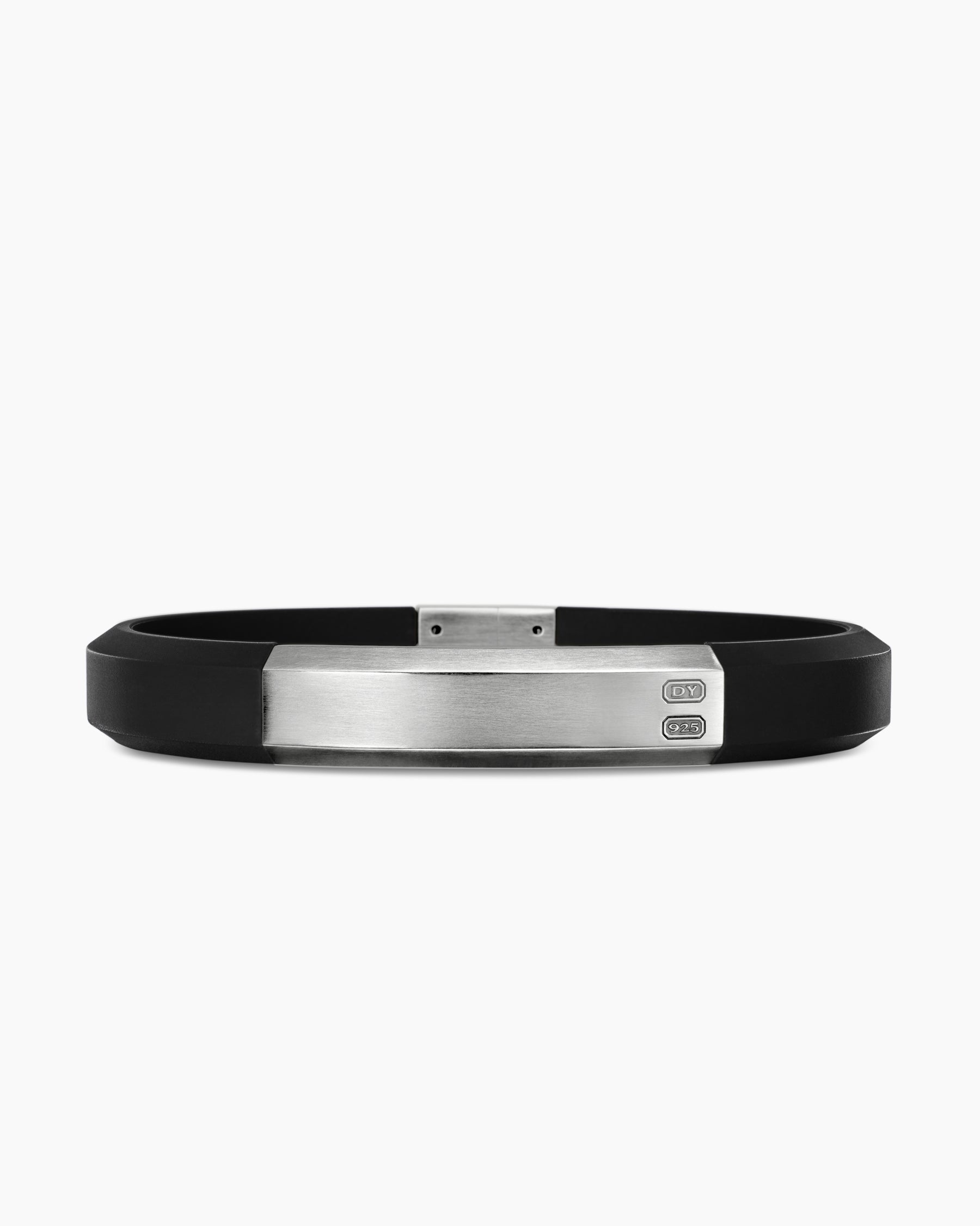 Streamline ID Bracelet in Black Rubber with Sterling Silver, 8mm