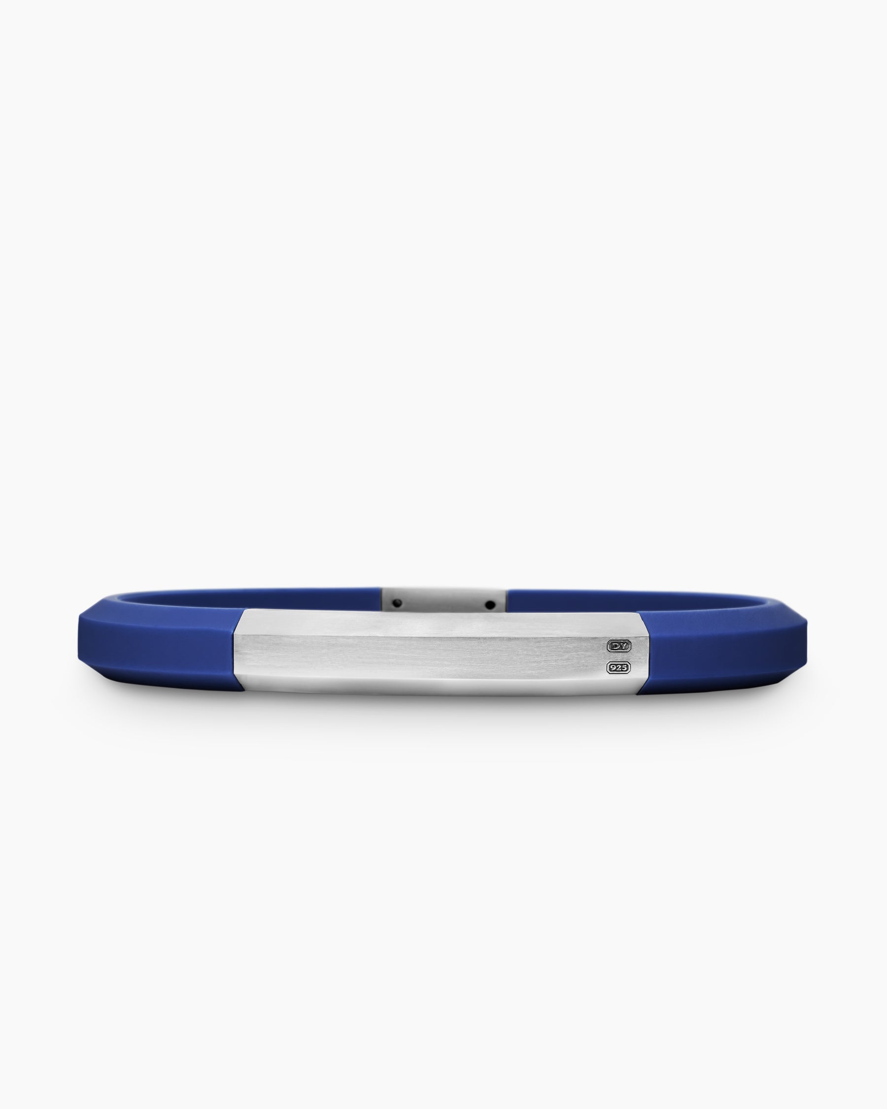 Streamline ID Bracelet in Blue Rubber with Sterling Silver, 8mm