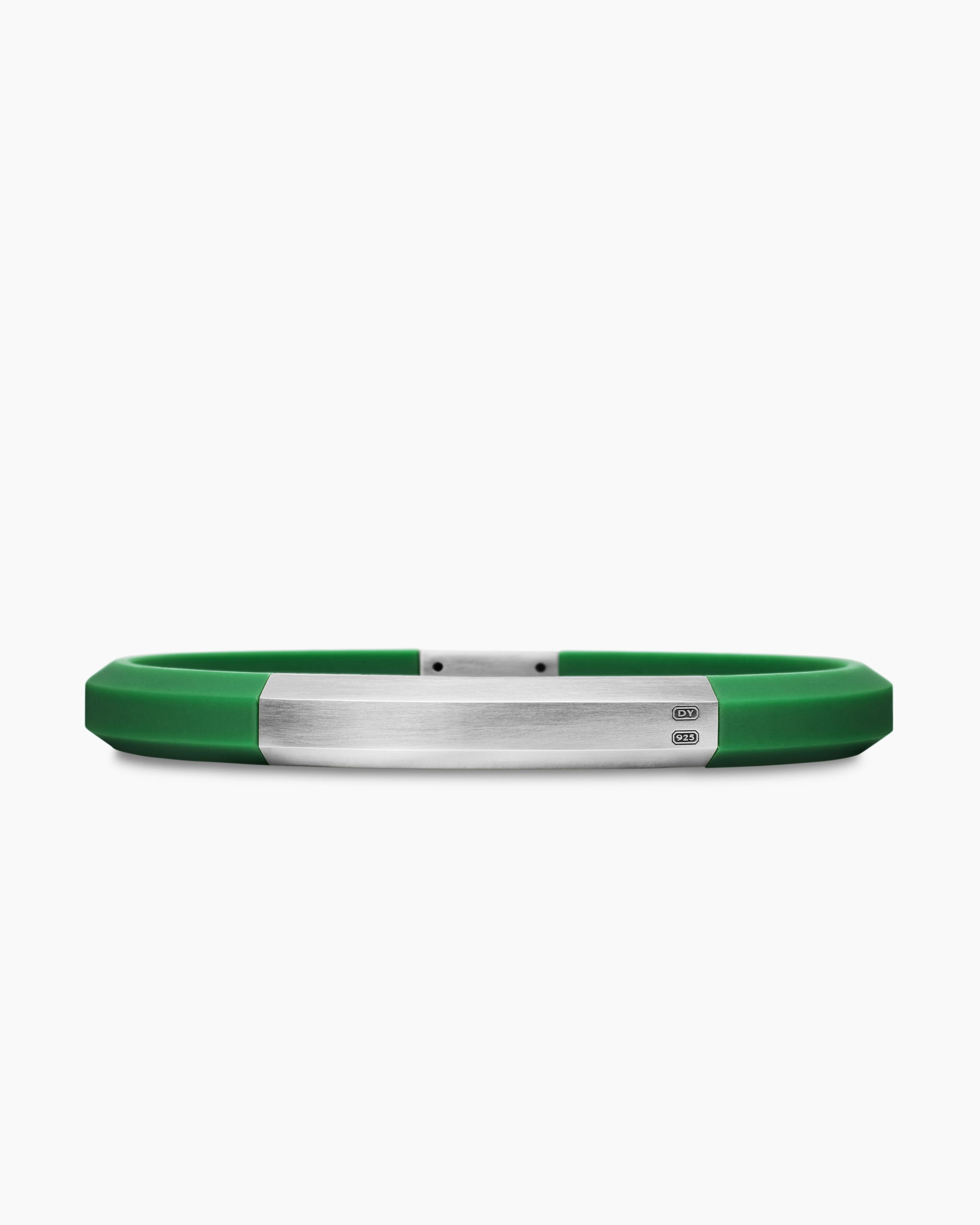 Streamline ID Bracelet in Green Rubber with Sterling Silver, 8mm