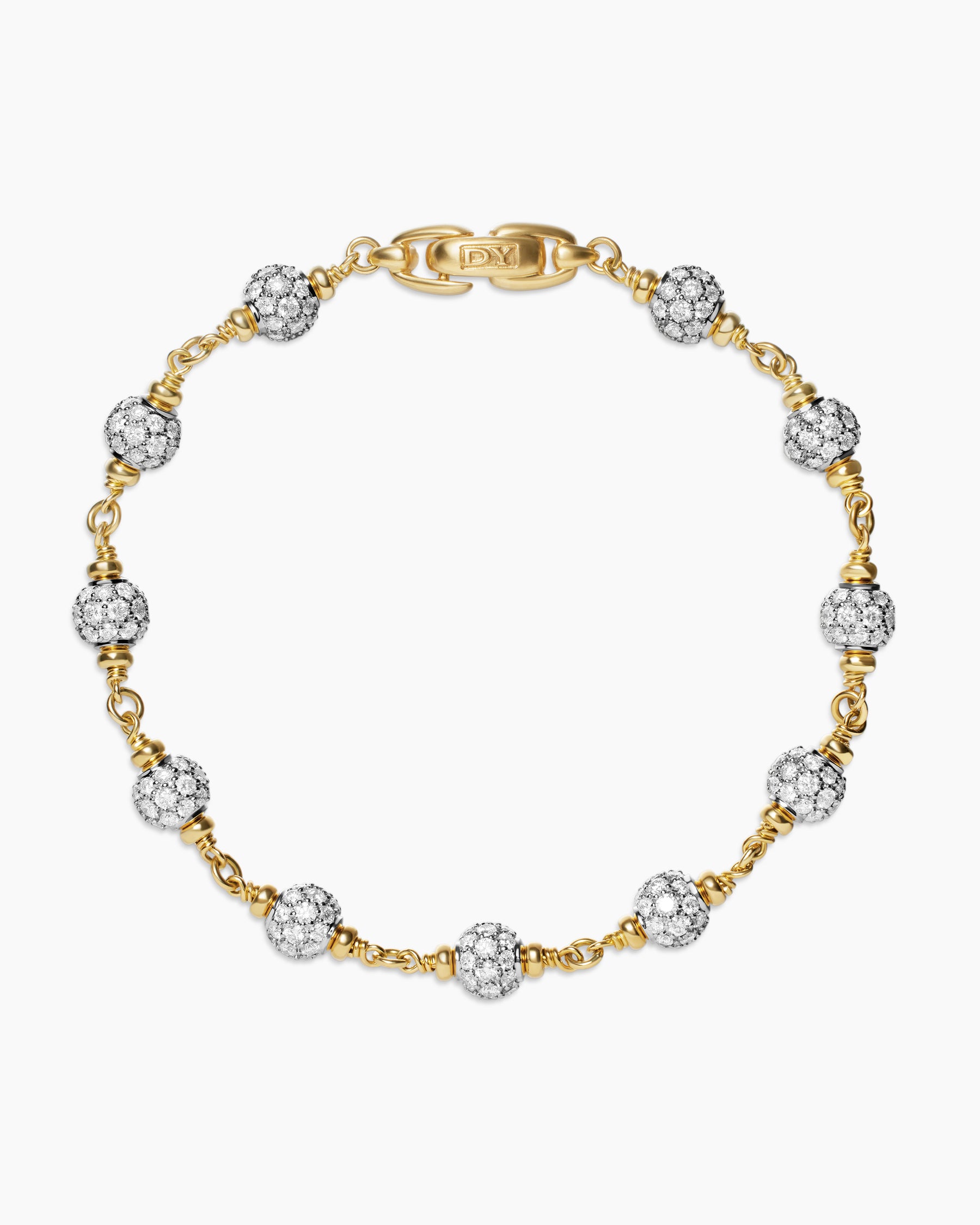 Spiritual Beads Bracelet in 18K Yellow Gold with Diamonds, 6mm - Image 3