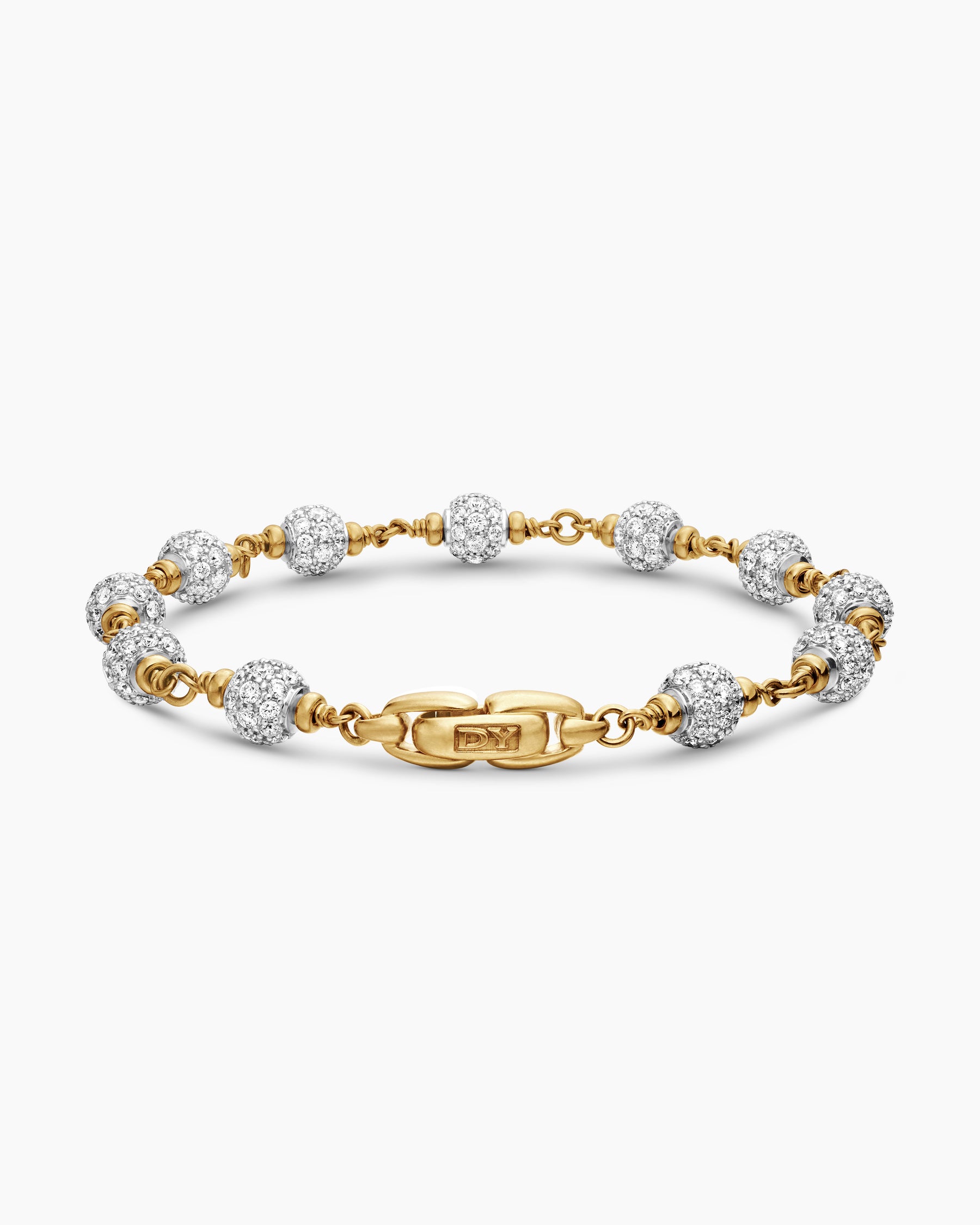Spiritual Beads Bracelet in 18K Yellow Gold with Diamonds, 6mm - Image 5