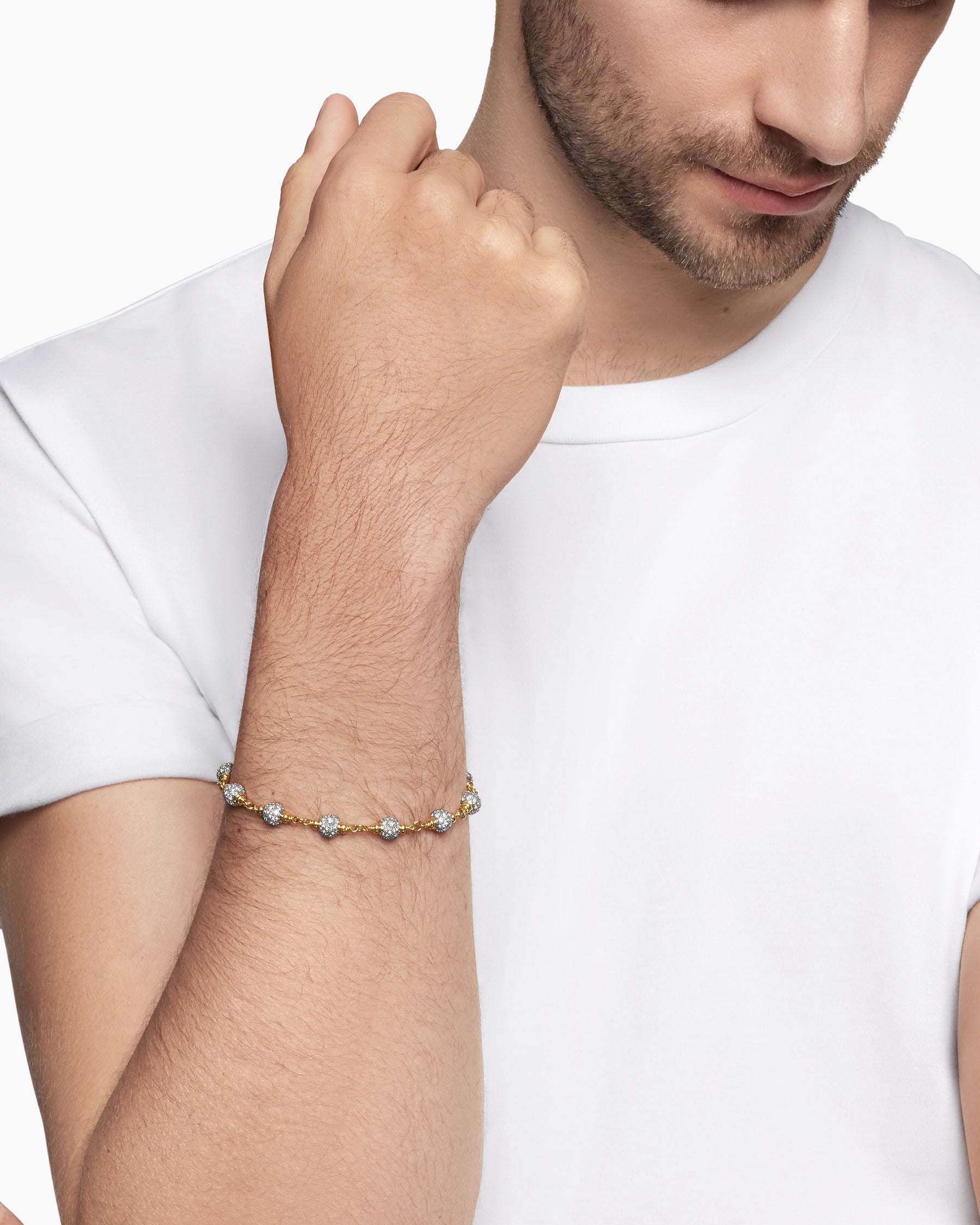 Alternative view of Spiritual Beads Bracelet in 18K Yellow Gold with Diamonds, 6mm