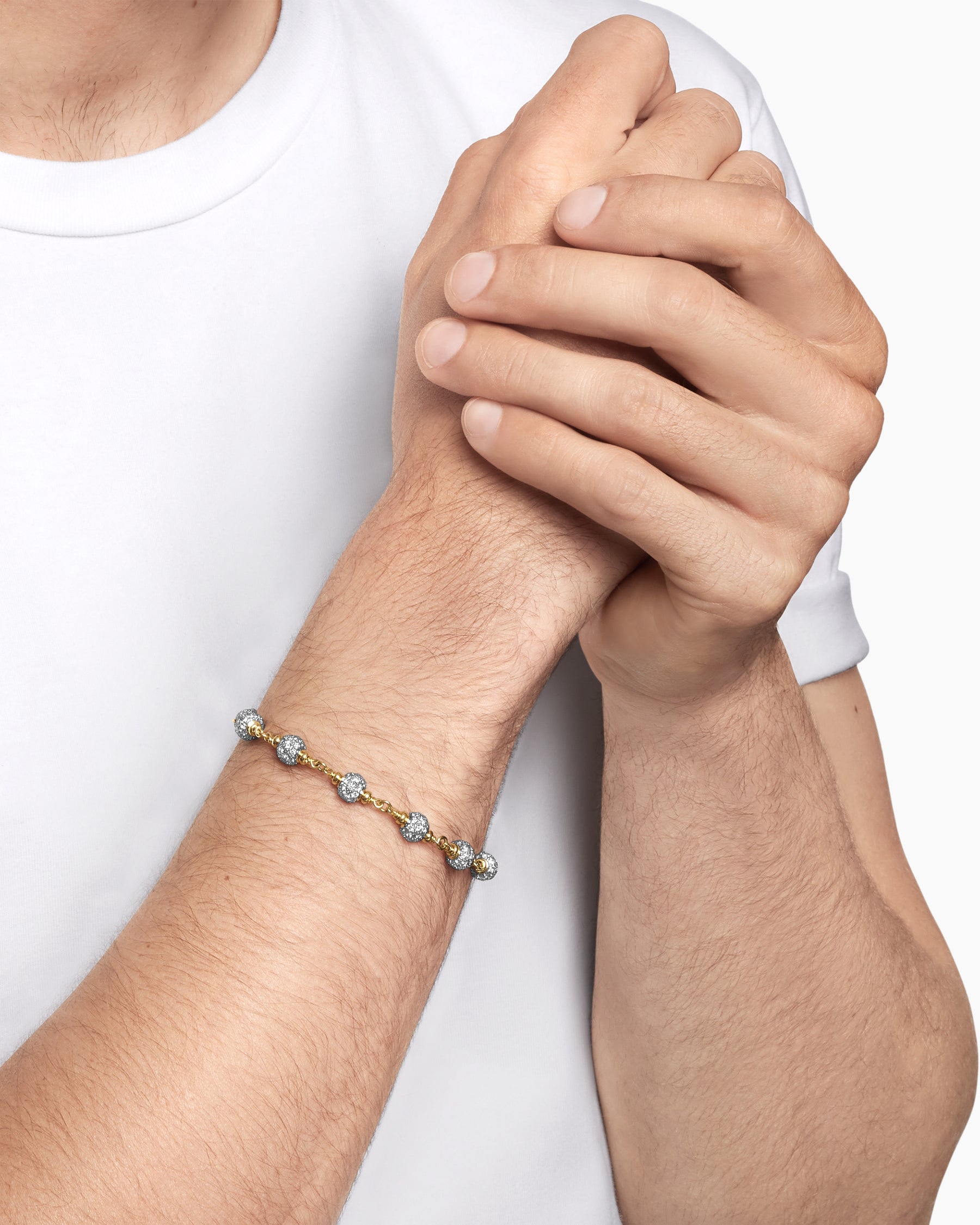Spiritual Beads Bracelet in 18K Yellow Gold with Diamonds, 6mm - Image 8