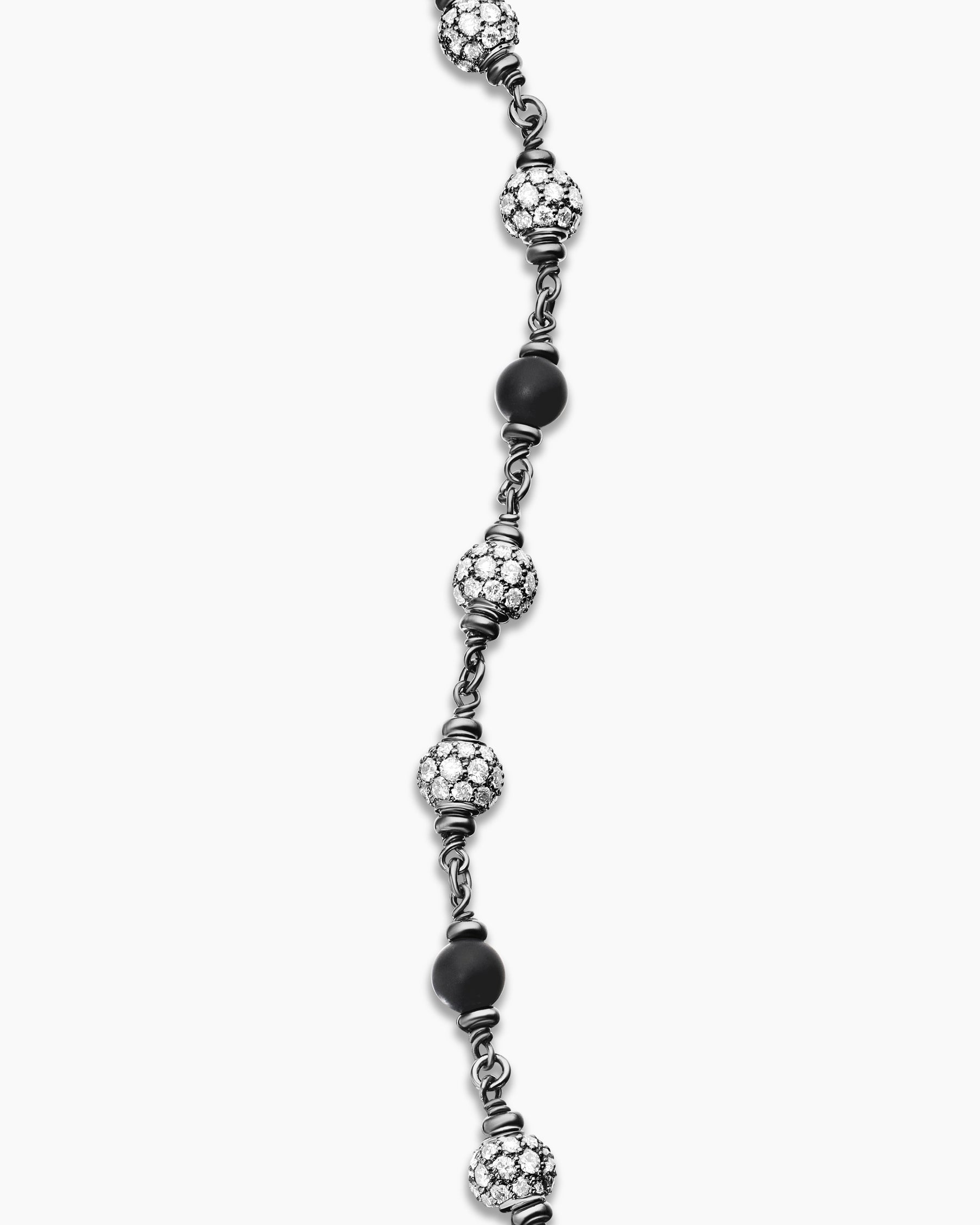 Spiritual Beads Bracelet in Sterling Silver with Black Onyx and Diamonds, 6mm - Image 6