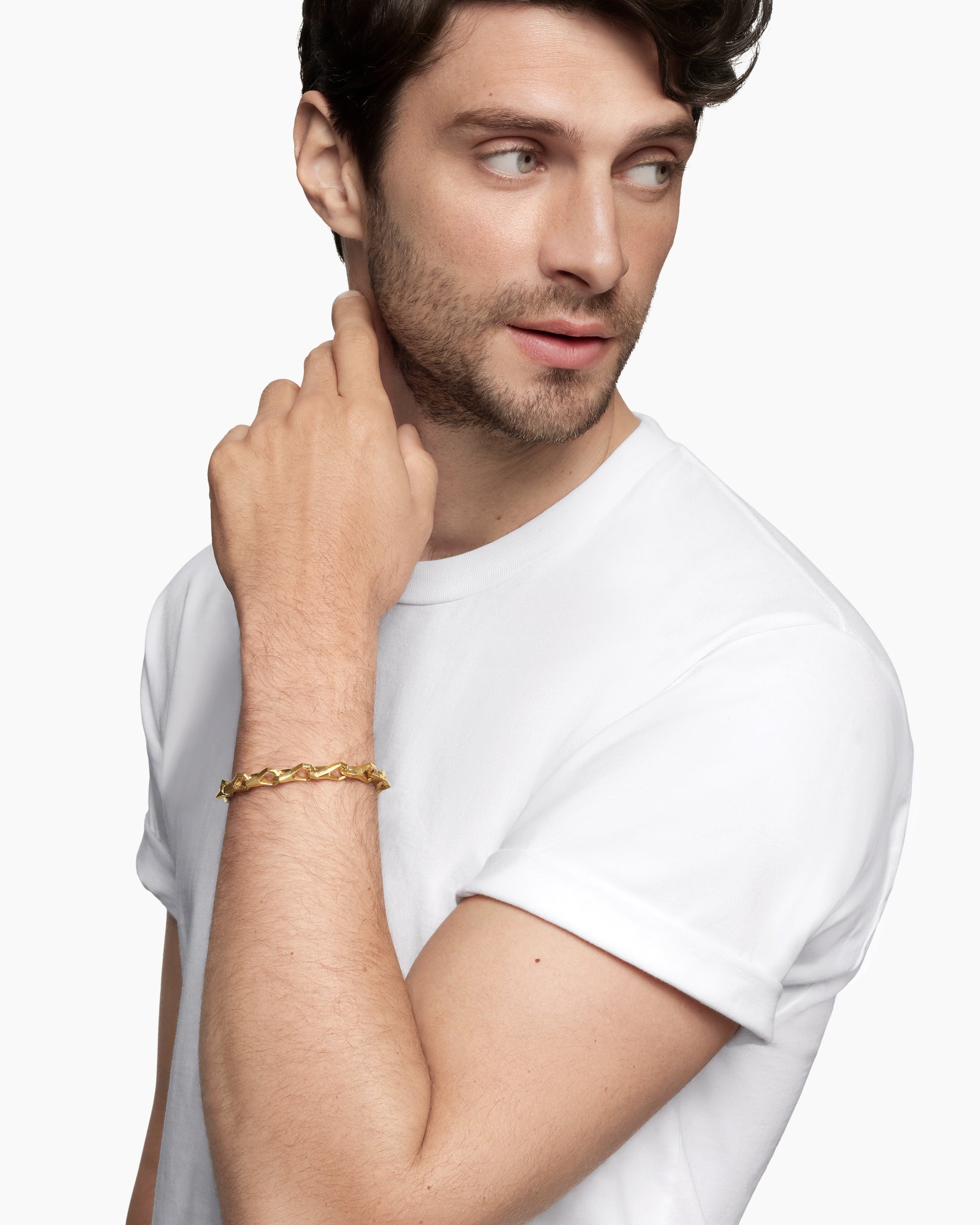 Alternative view of Faceted Link Bracelet in 18K Yellow Gold, 9mm