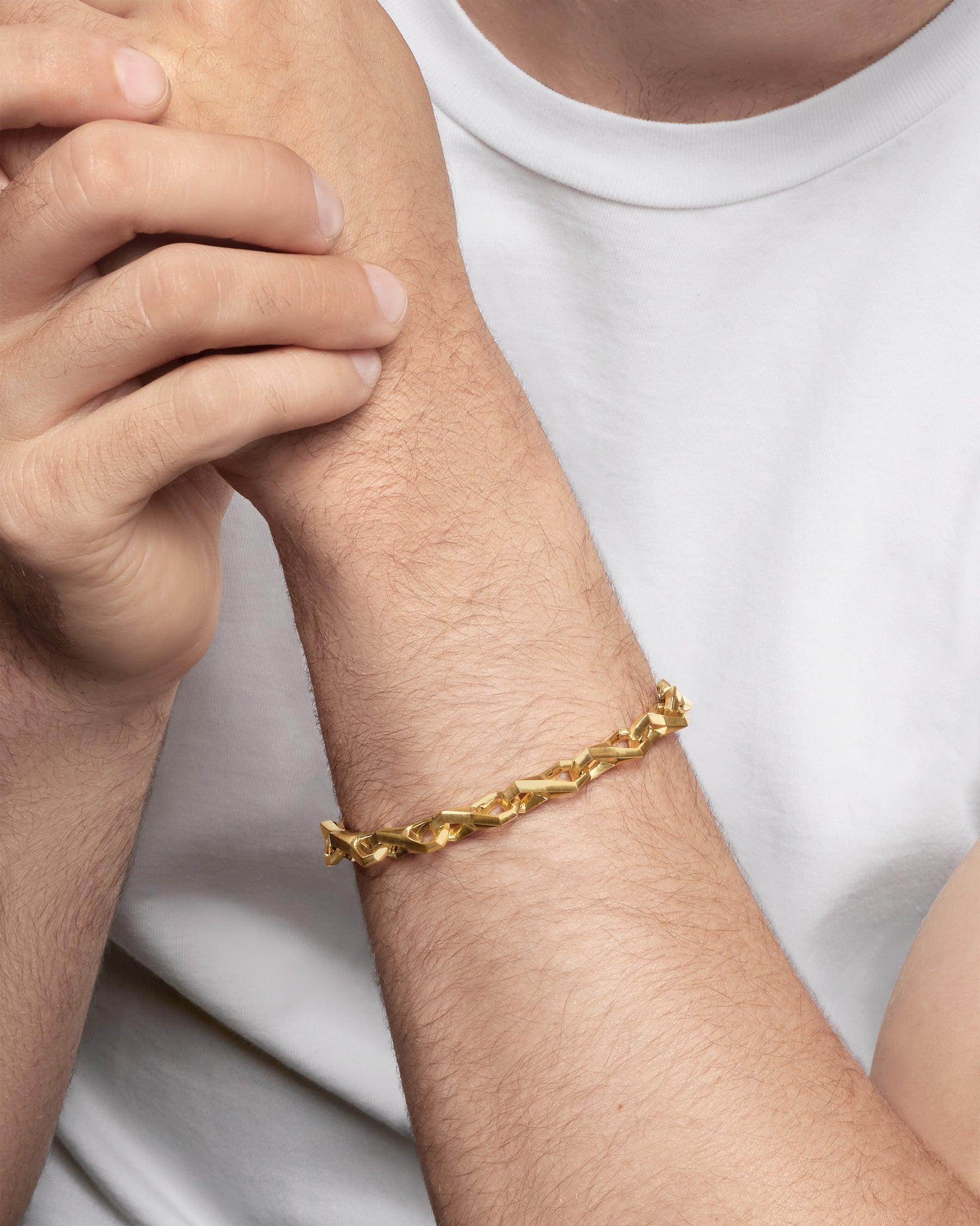 Faceted Link Bracelet in 18K Yellow Gold, 9mm - Image 8