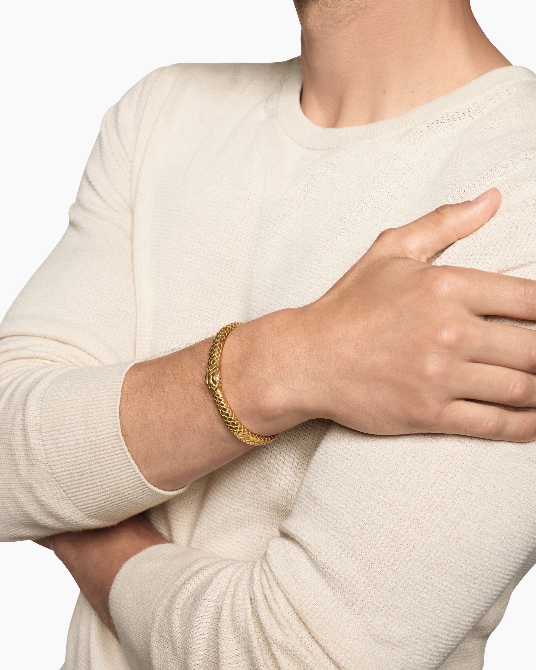 Ouroboros Bracelet in 18K Yellow Gold with Diamonds, 8mm - Image 2