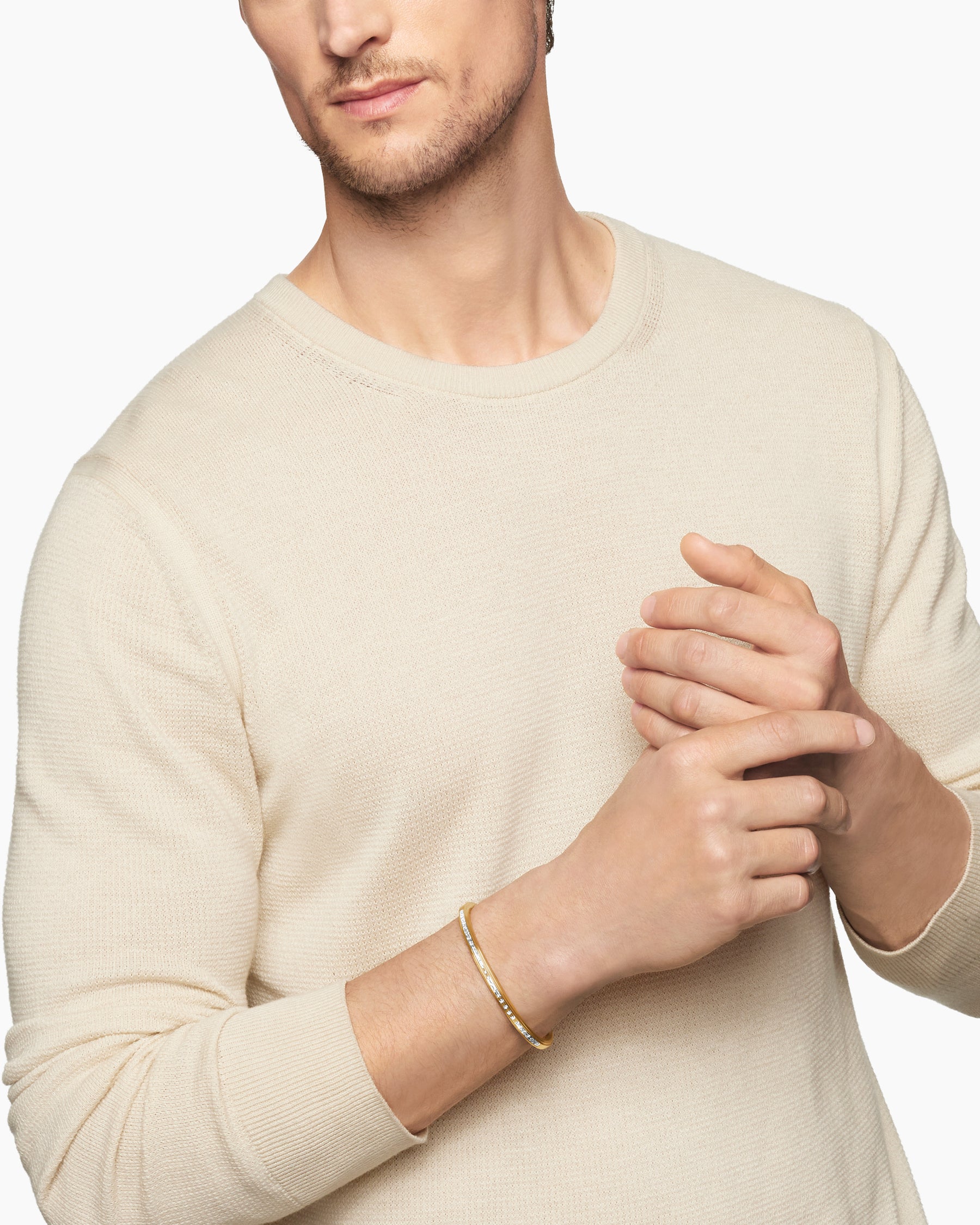 Alternative view of Streamline Bracelet in 18K Yellow Gold with Diamonds, 4.4mm