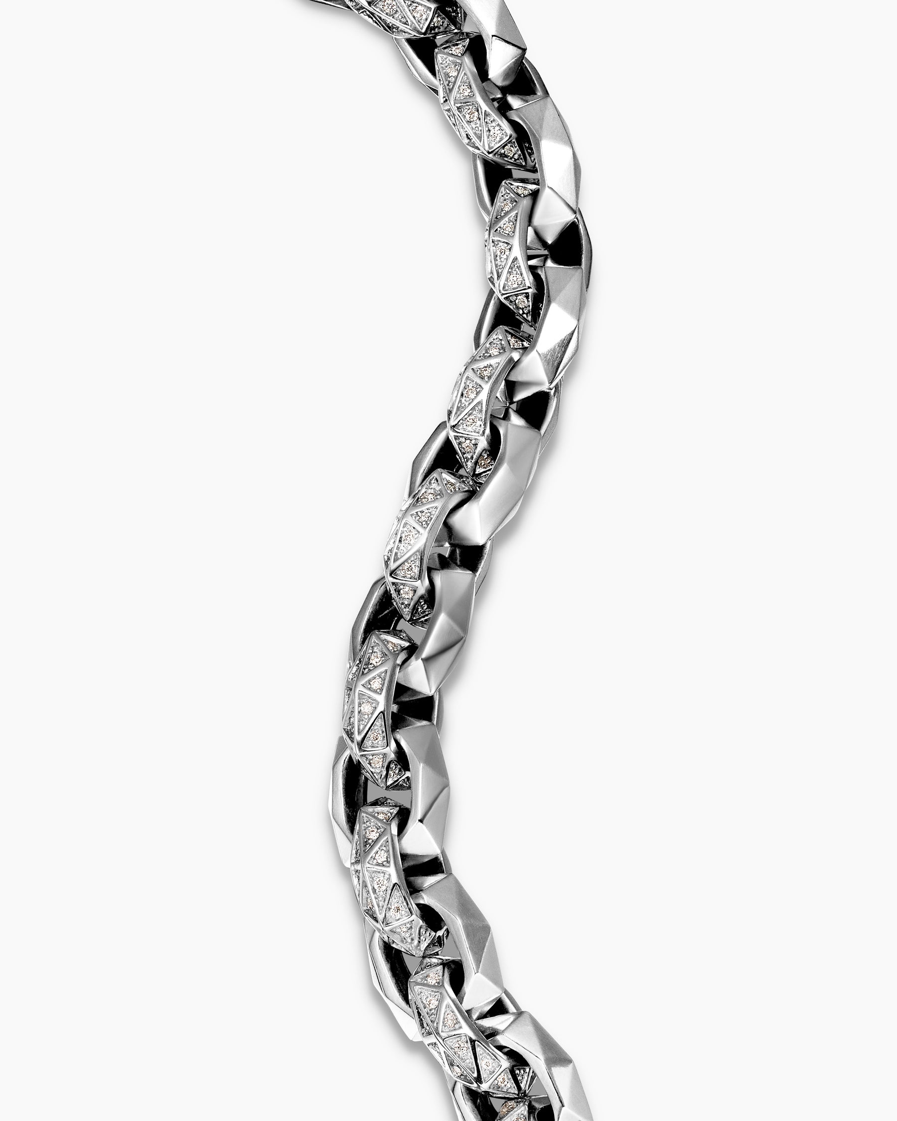 Torqued Faceted Link Bracelet in Sterling Silver with Diamonds, 11.6mm - Image 6