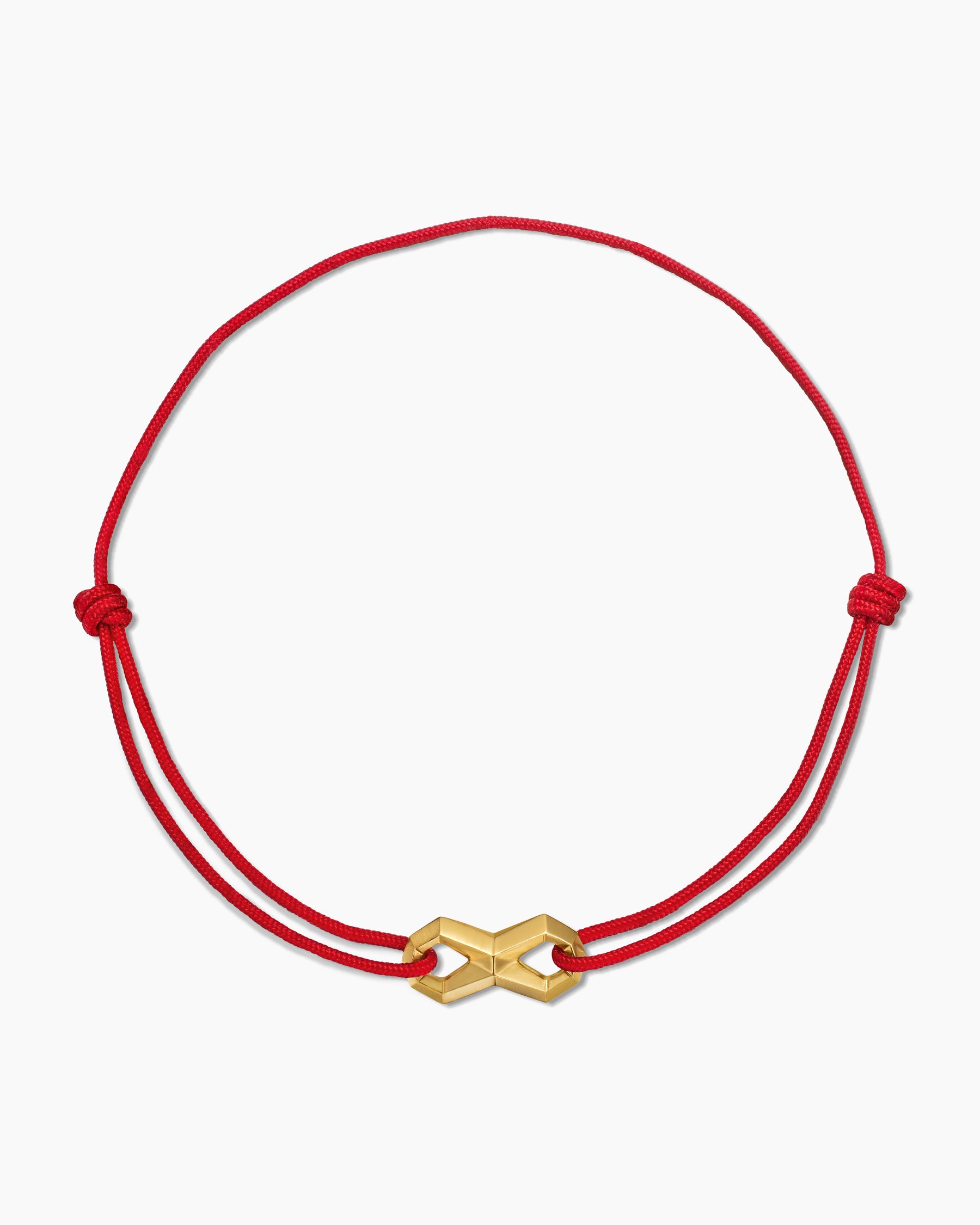 Infinity Link Cord Bracelet in Red Nylon with 18K Yellow Gold, 9mm - Image 3
