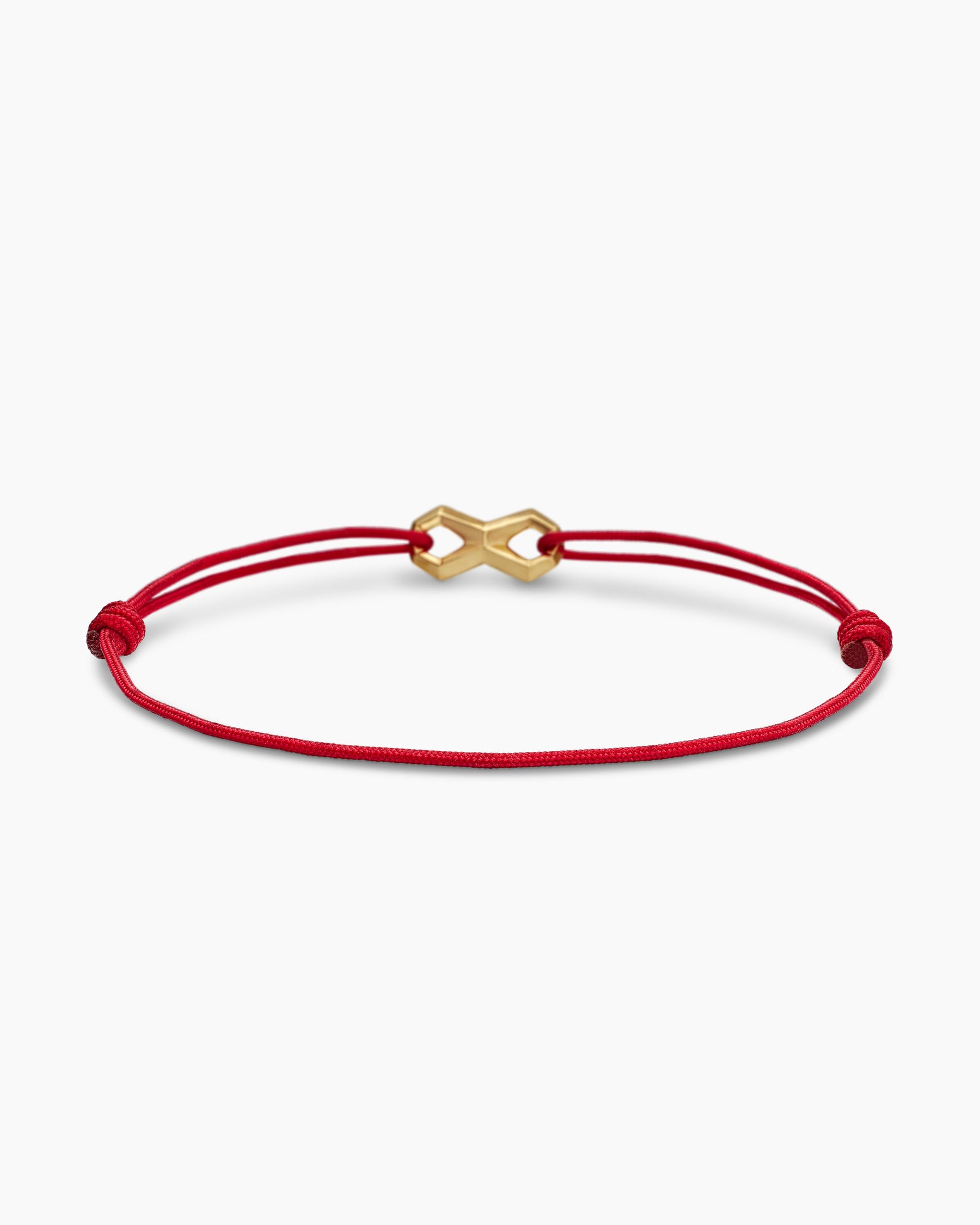Infinity Link Cord Bracelet in Red Nylon with 18K Yellow Gold, 9mm - Image 4