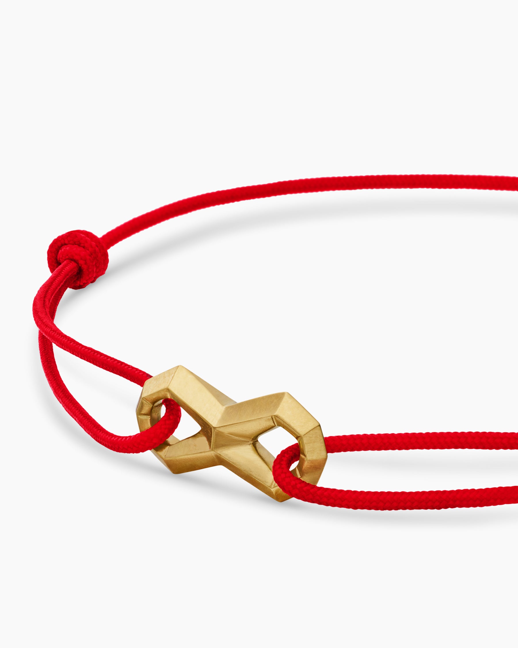 Infinity Link Cord Bracelet in Red Nylon with 18K Yellow Gold, 9mm - Image 5