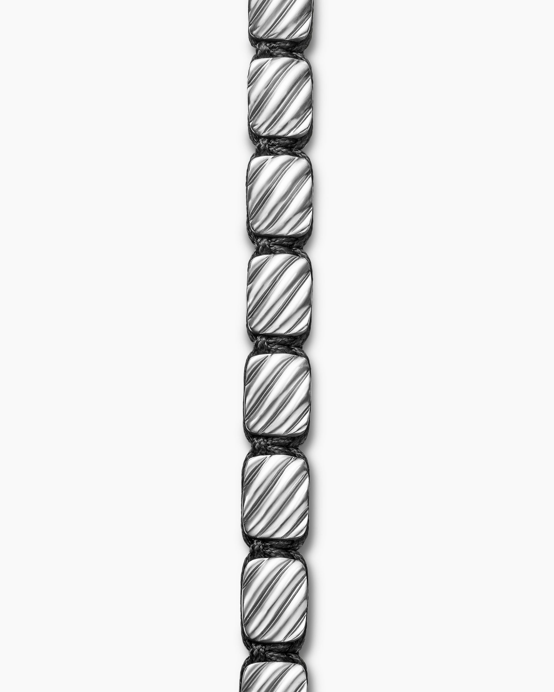 Sculpted Cable Woven Tile Bracelet with Sterling Silver and Black Nylon, 8.5mm - Image 6