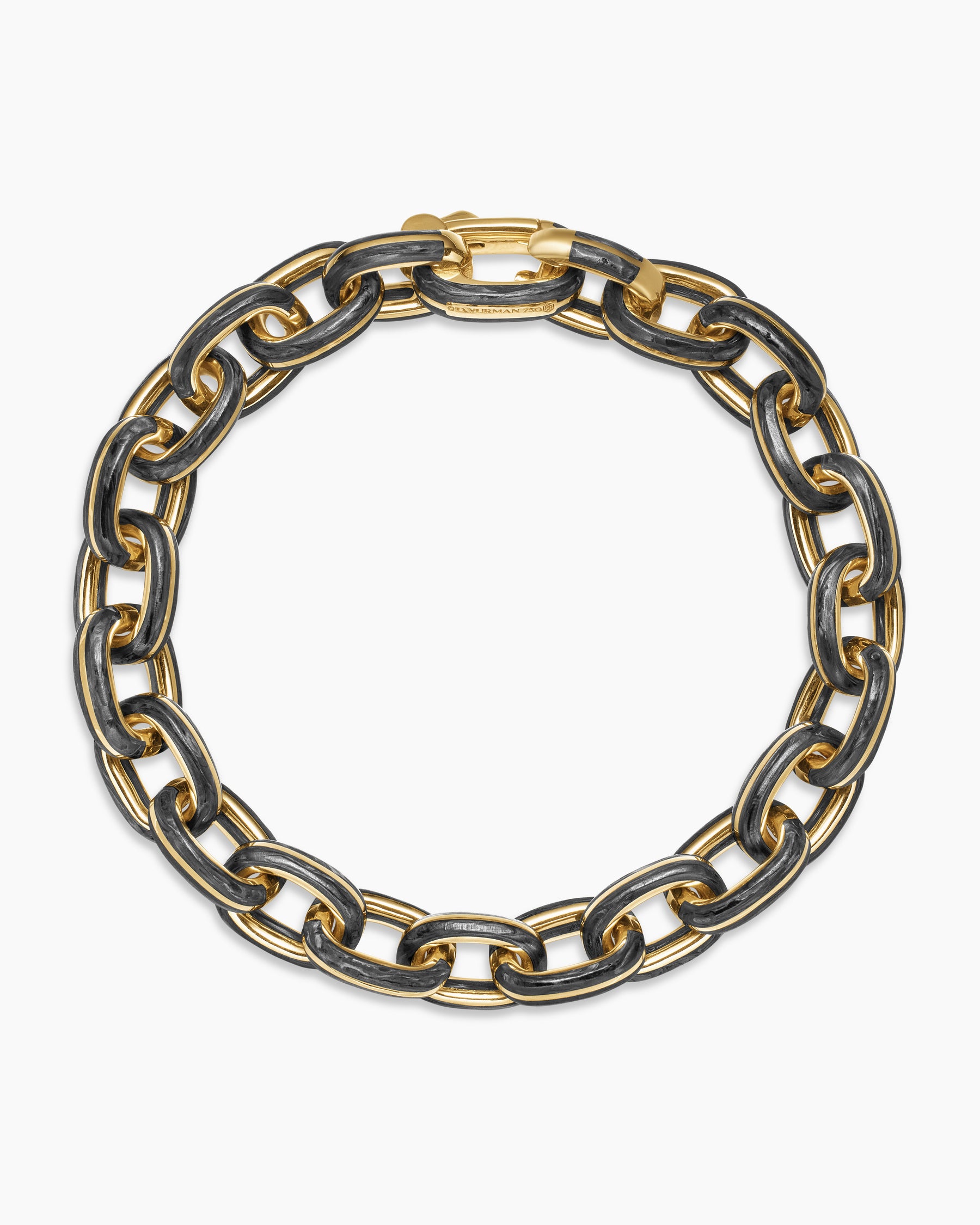 Streamline Oval Link Bracelet in 18K Yellow Gold with Forged Carbon, 10.8mm - Image 3