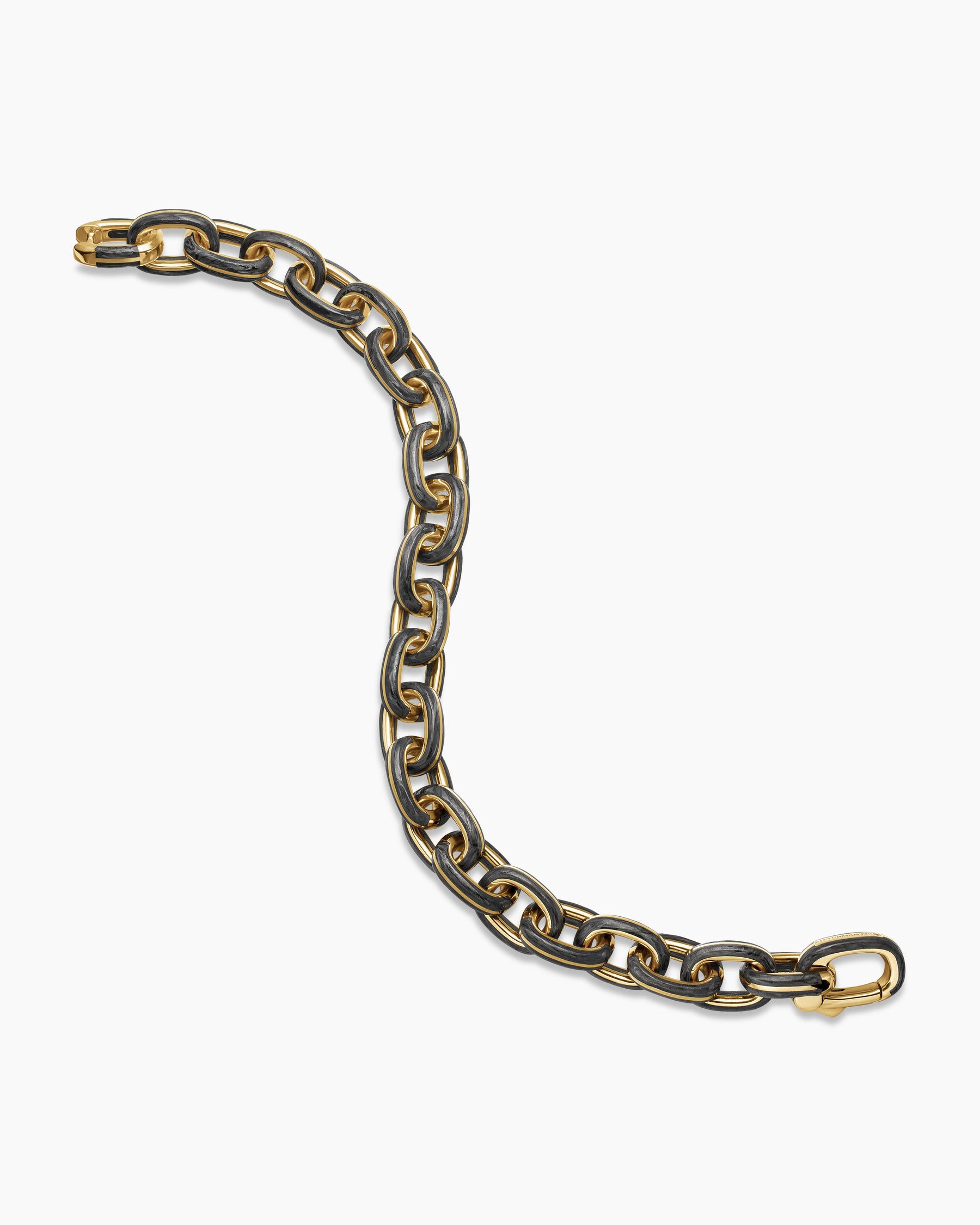 Streamline Oval Link Bracelet in 18K Yellow Gold with Forged Carbon, 10.8mm - Image 4