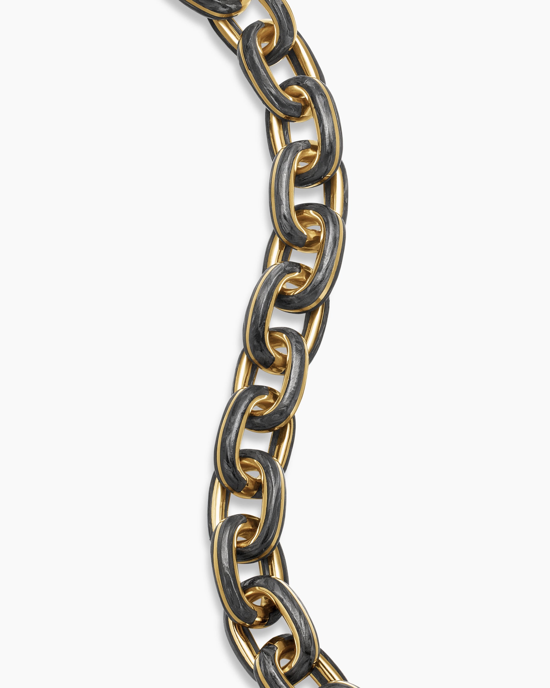 Streamline Oval Link Bracelet in 18K Yellow Gold with Forged Carbon, 10.8mm - Image 6