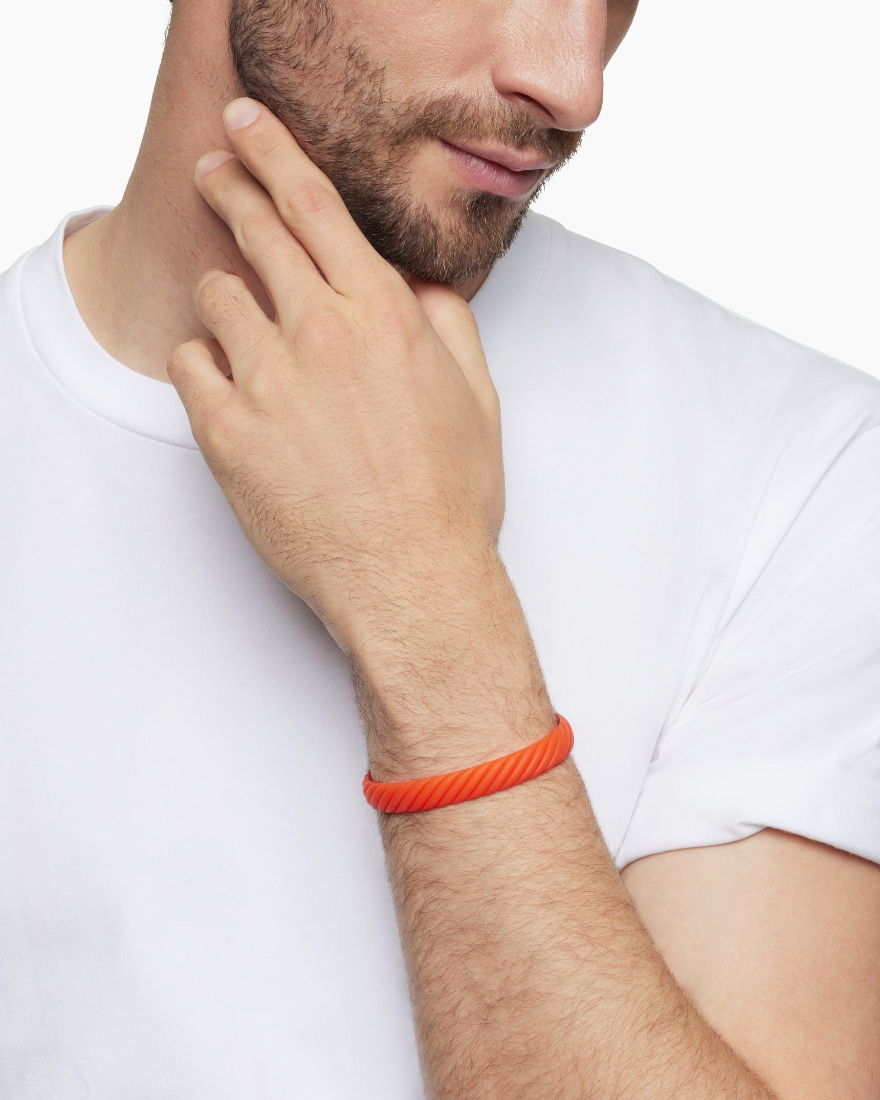Alternative view of Cable Bracelet in Orange Rubber, 10mm