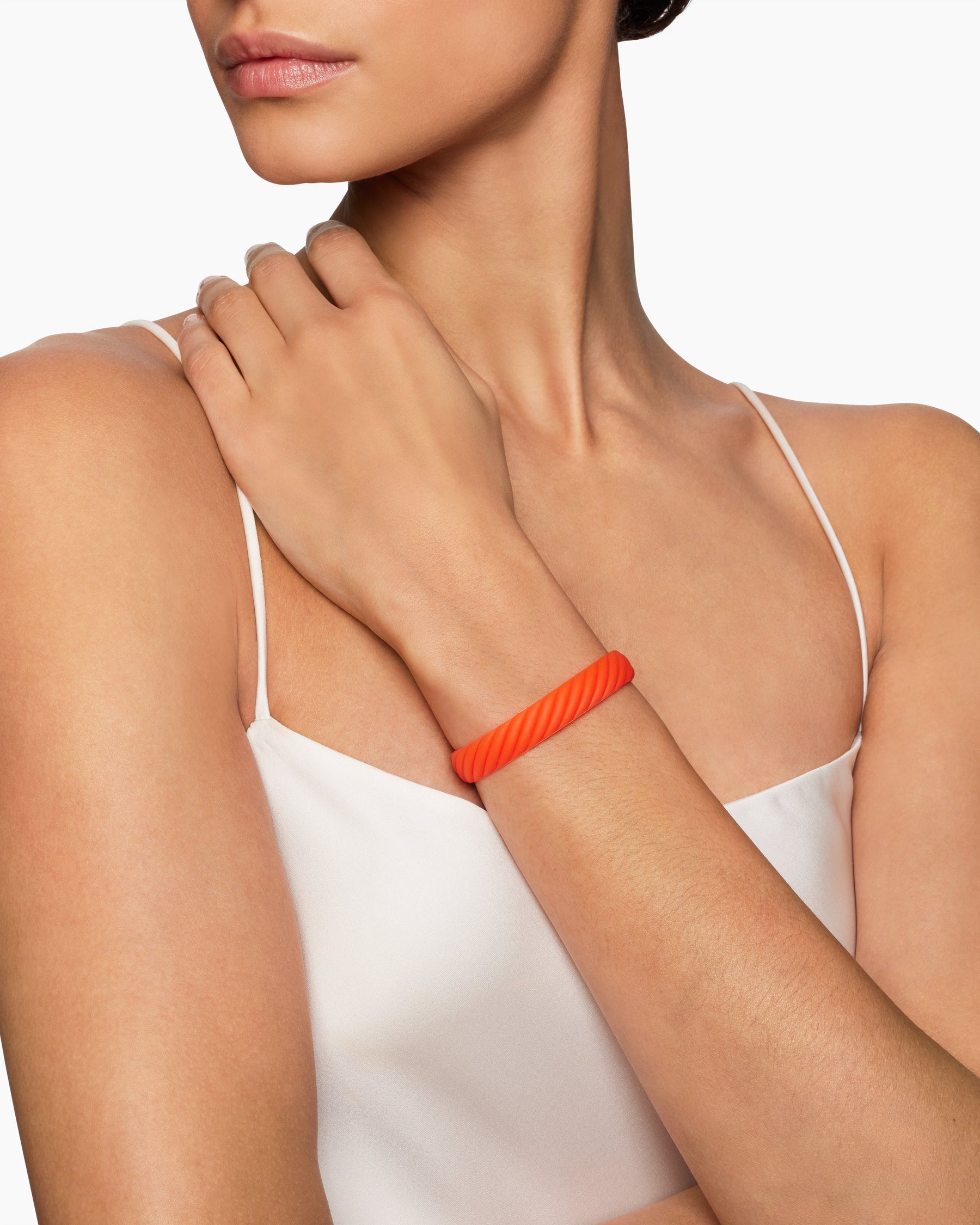 Cable Bracelet in Orange Rubber, 10mm - Image 7