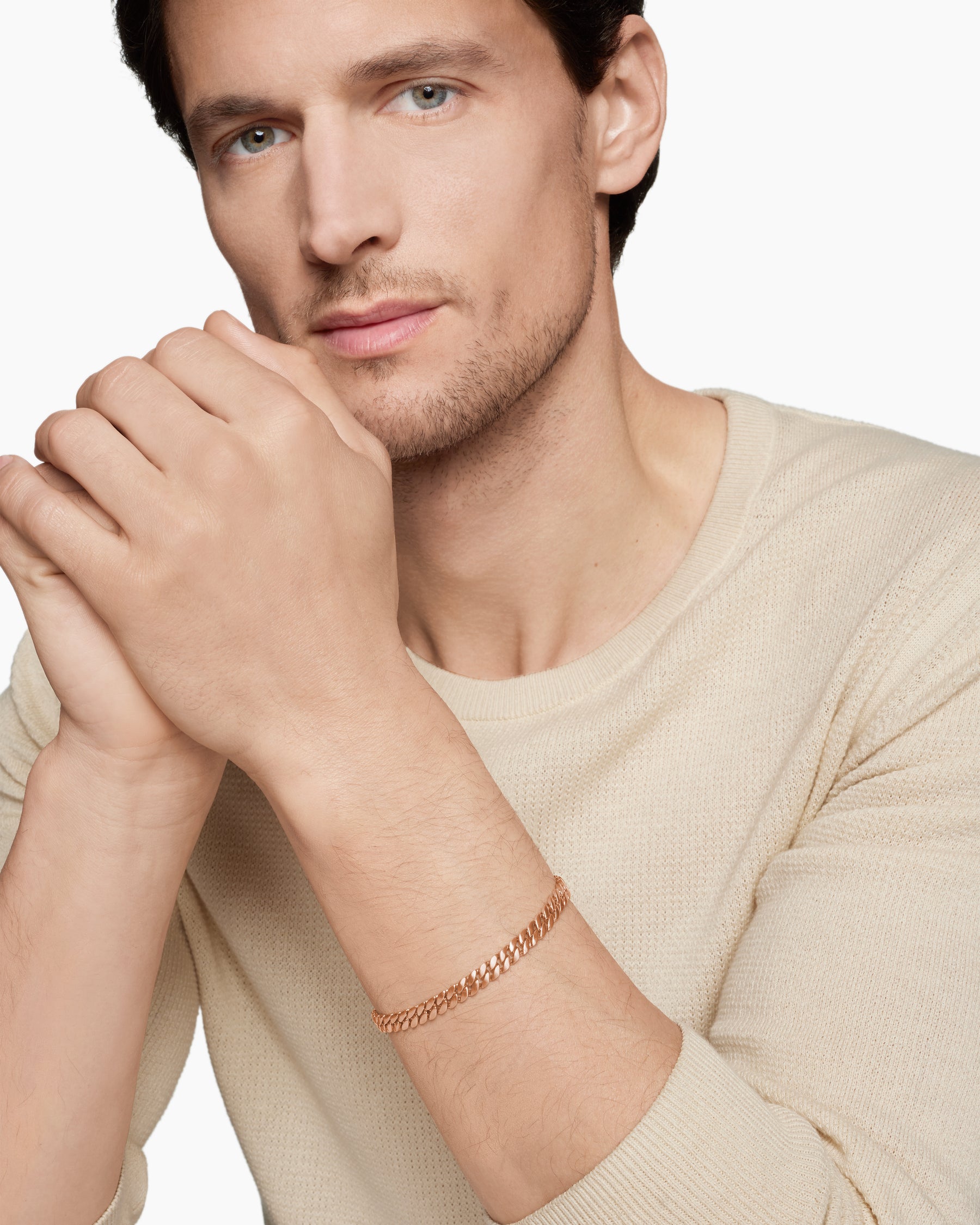Curb Chain Bracelet in 18K Rose Gold, 6mm - Image 8
