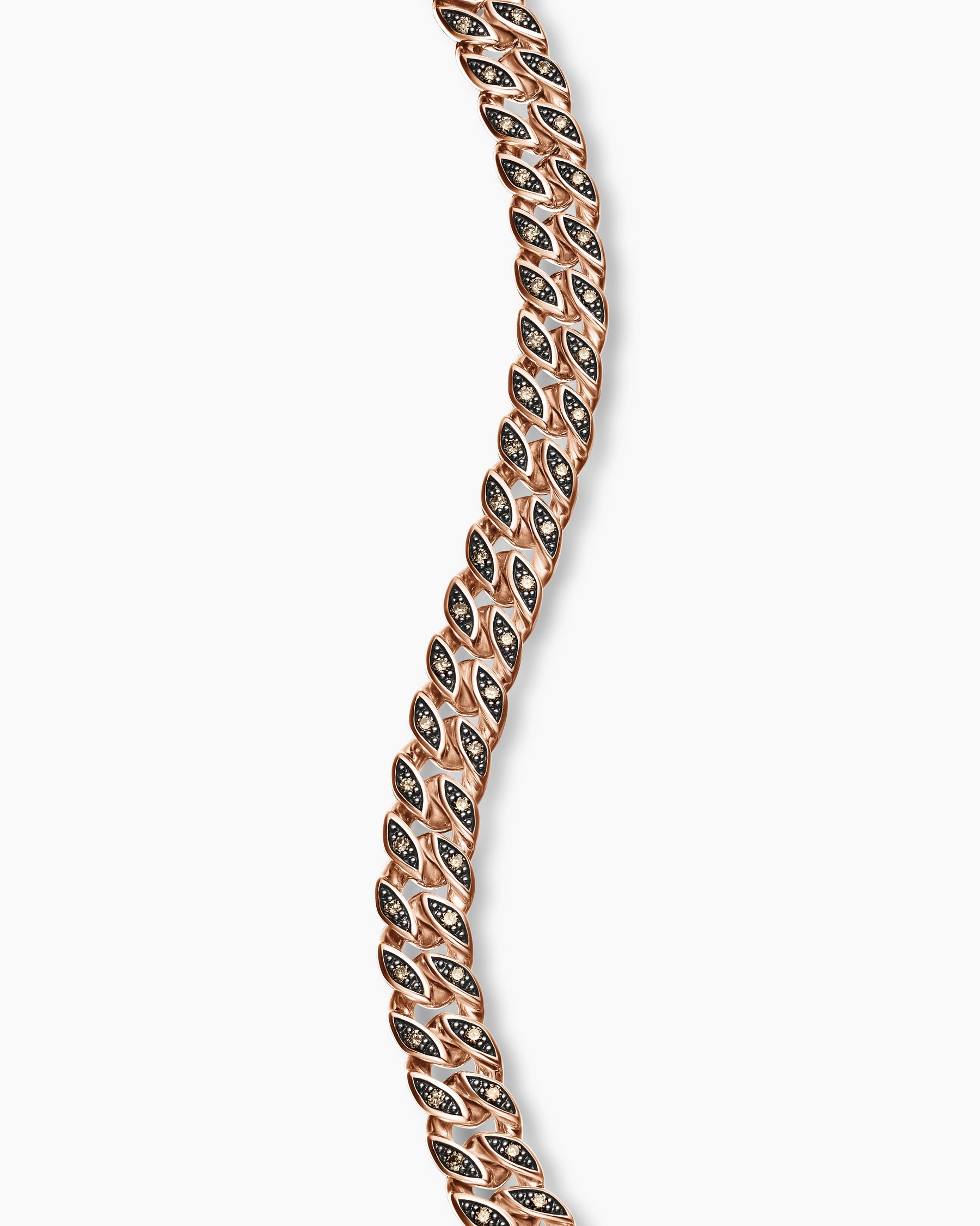 Curb Chain Bracelet in 18K Rose Gold with Cognac Diamonds, 6mm - Image 5
