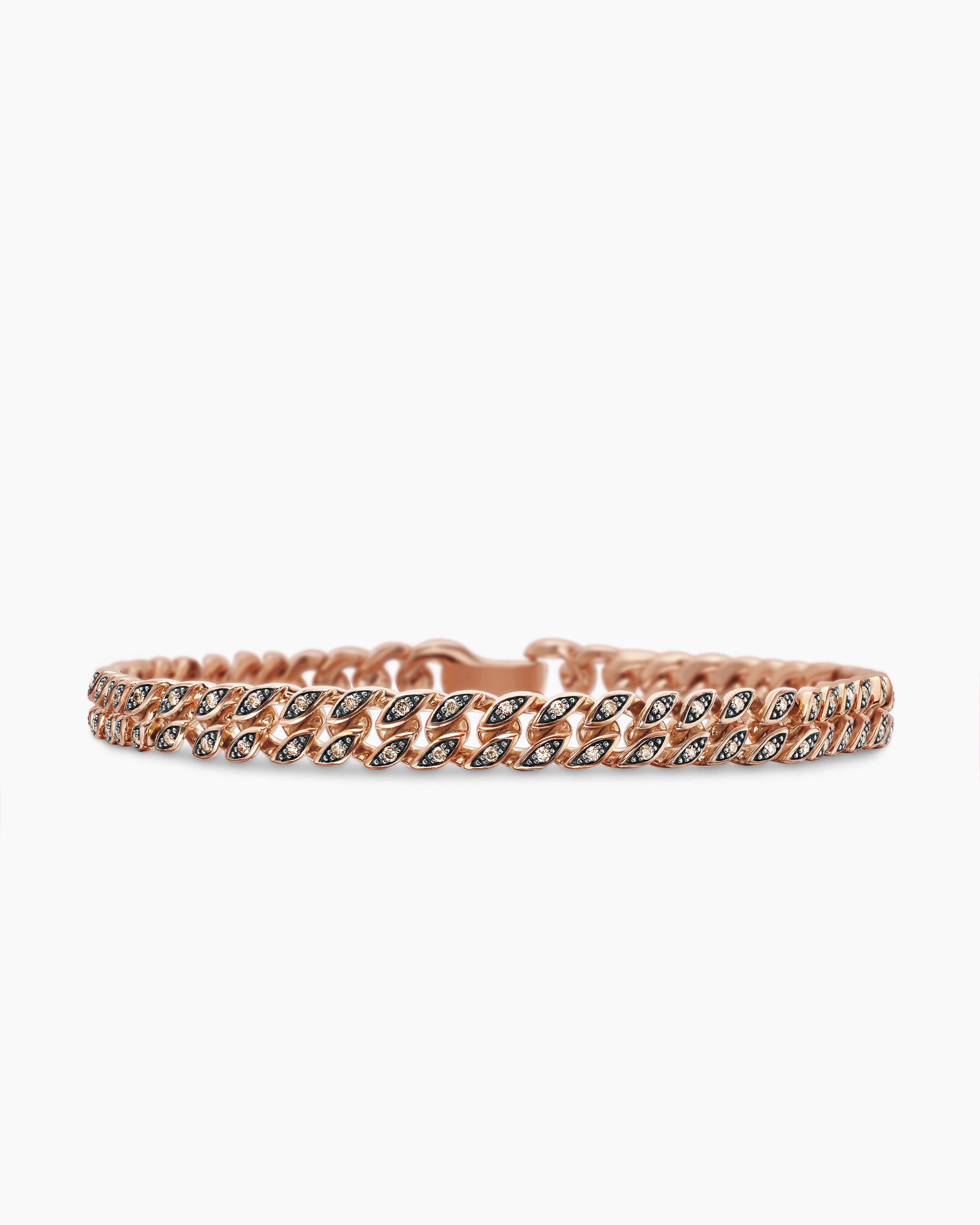 Curb Chain Bracelet in 18K Rose Gold with Cognac Diamonds, 6mm