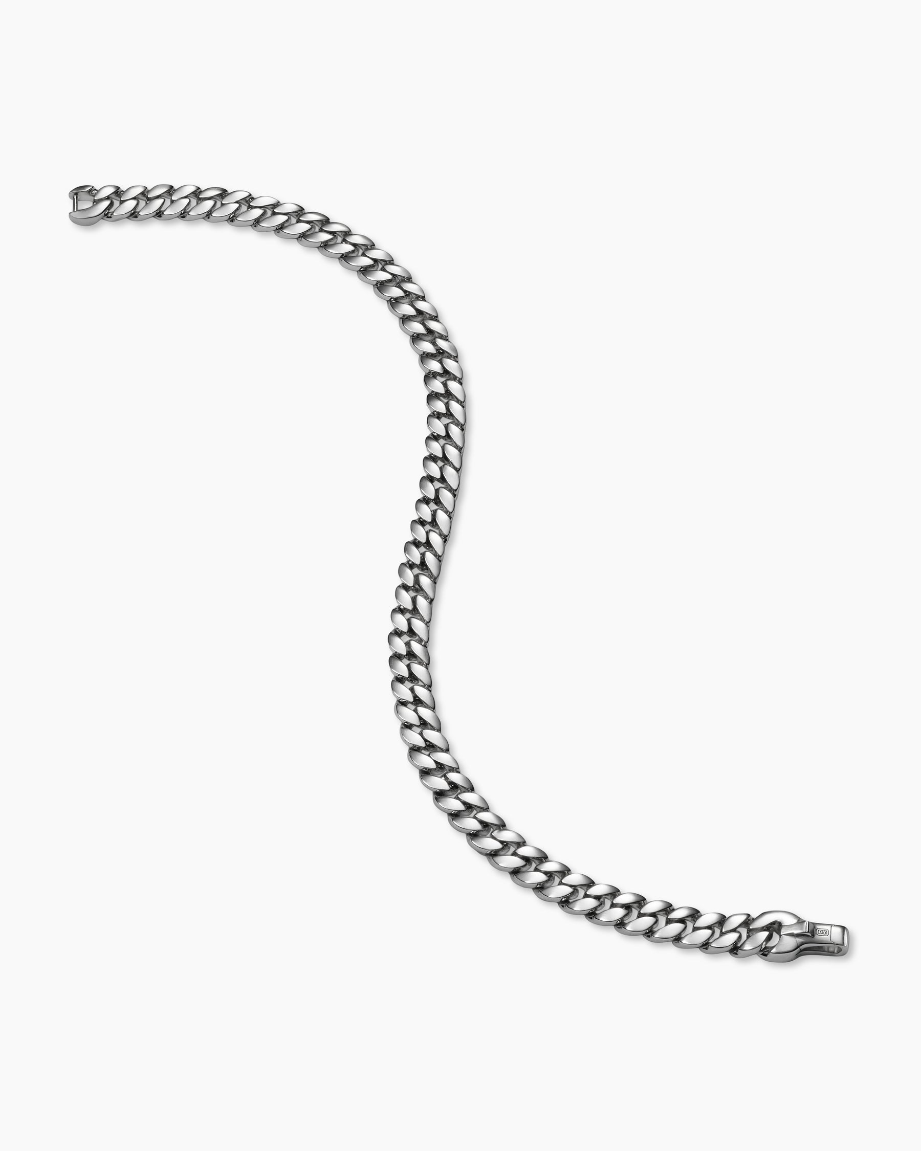 Curb Chain Bracelet in Platinum, 6mm - Image 3