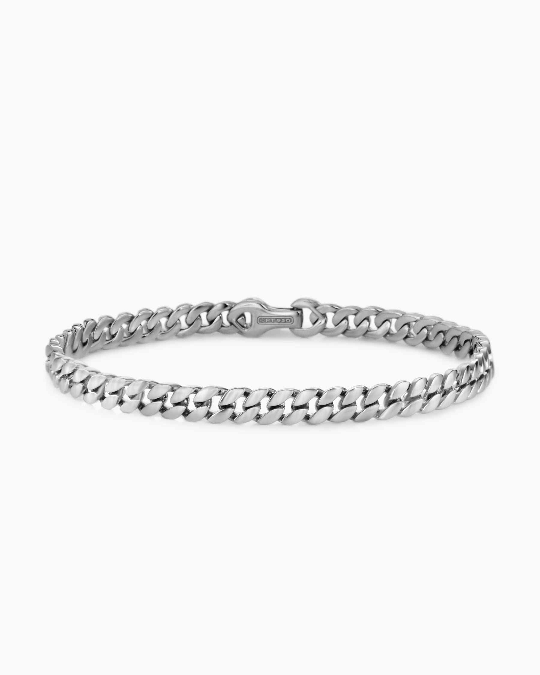 Curb Chain Bracelet in Platinum, 6mm - Image 4